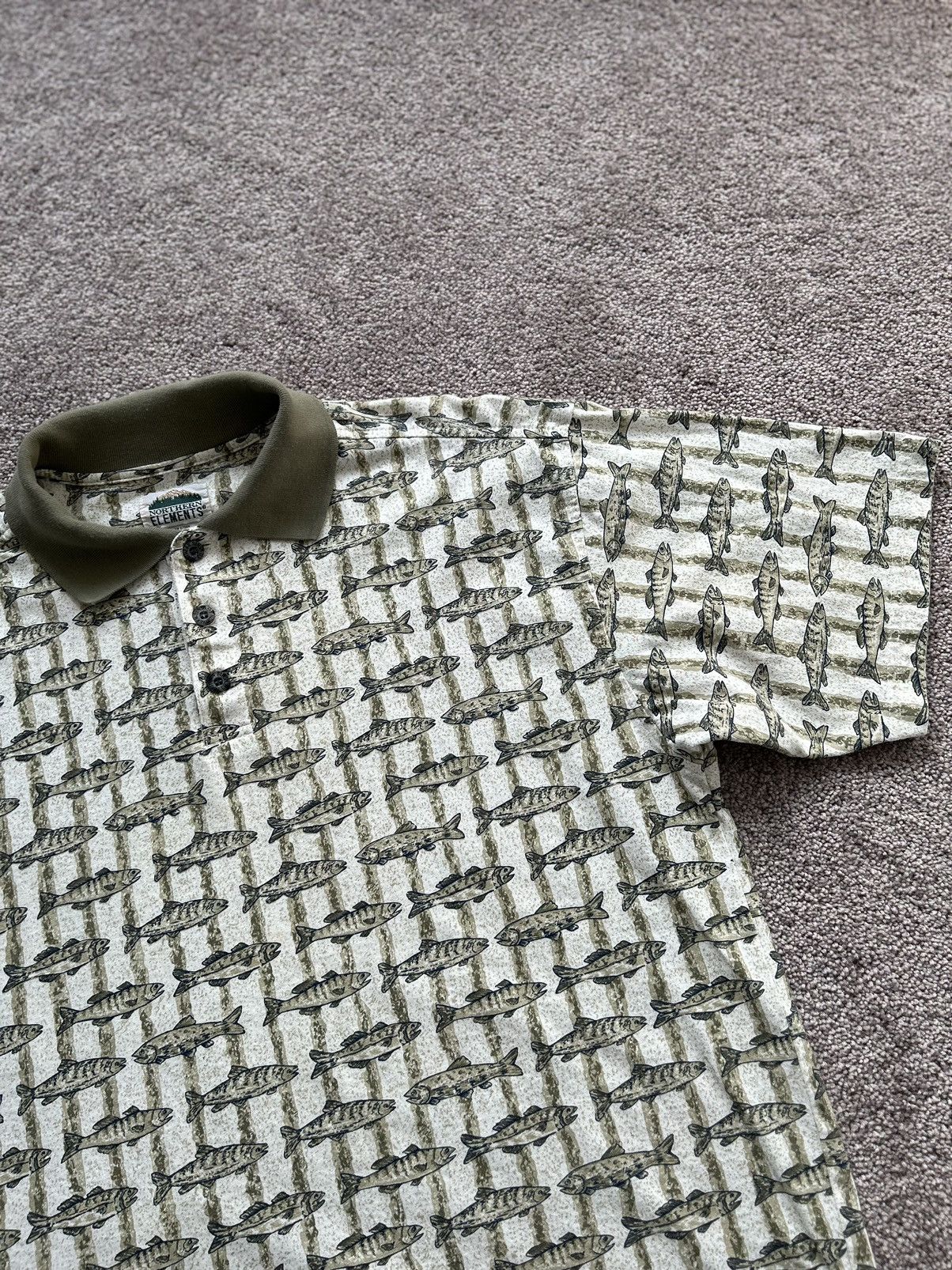 Vintage Vintage Northern Elements All Over Fishing Polo Tee Size US L / EU 52-54 / 3 - 3 Thumbnail