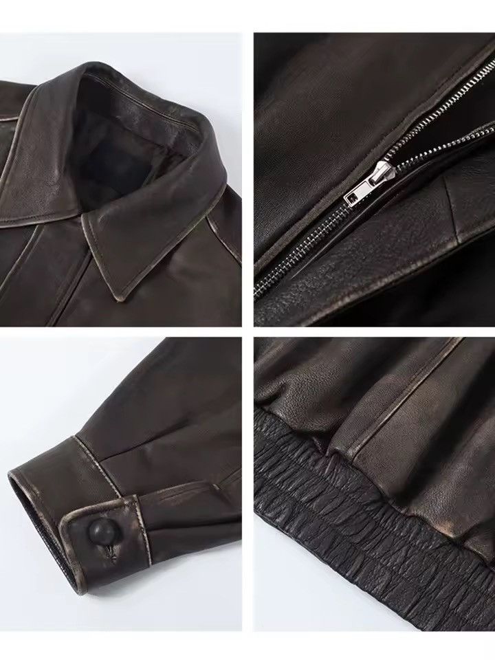 Vintage Distressed Y2k Vintage Retro Style Brown PU Leather Jacket Size M / US 6-8 / IT 42-44 - 7 Thumbnail