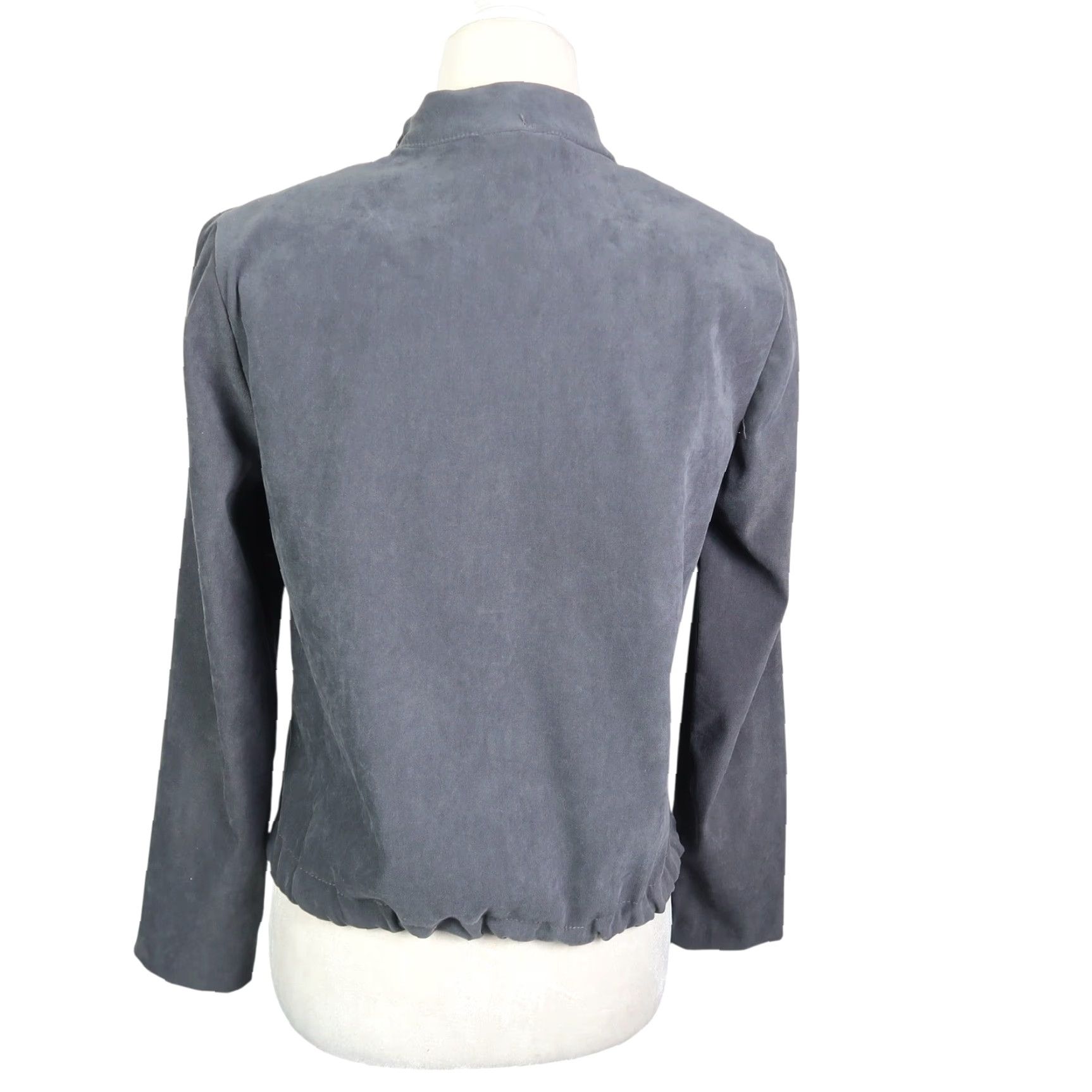 Vintage VINTAGE Clio Jacket Grey Zip Front 90s Petite Womens Small Long Sleeve Solid Faux Suede Polyester - Mens? Size S / US 4 / IT 40 - 4 Thumbnail