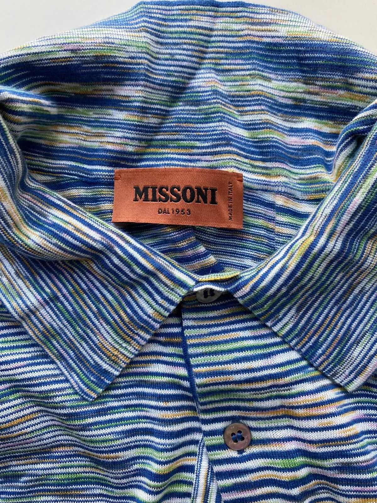 Missoni MISSONI 3 BUTTON SHORT SLEEVE POLO SHIRT MIXED BLUE IT 52 Size US L / EU 52-54 / 3 - 4 Thumbnail