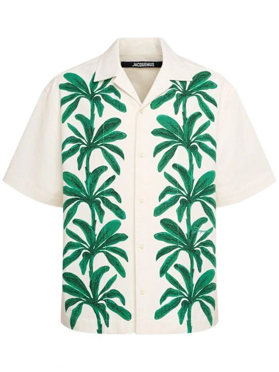 Jacquemus o1lsvrm0425 Jean Cotton Printed SS Shirt in Beige/Green Size US M / EU 48-50 / 2 - 1 Thumbnail