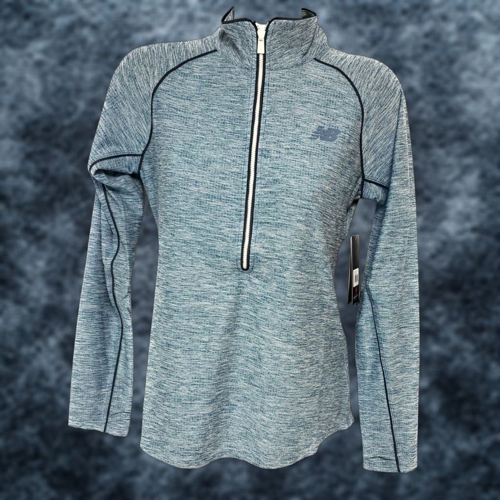 New Balance Womens New Balance Shirt Grey/Blue 1/2 Zip Transform WT01137 Fitted Activewear XS/S Womens Size S / US 4 / IT 40 - 1 Thumbnail