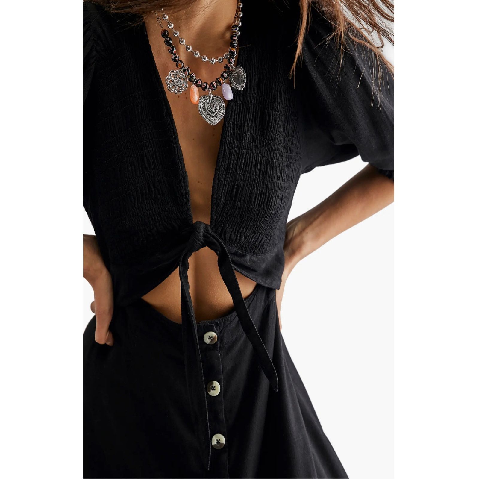 Free People New Free People FP String Of Hearts Maxi Dress $168 XS Black Size XS / US 0-2 / IT 36-38 - 5 Thumbnail