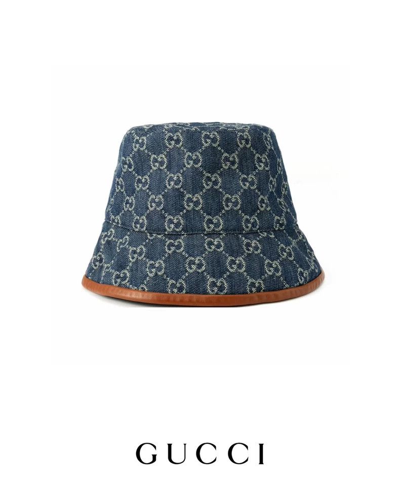 Gucci Gucci SizeL Old flower fabric denim cotton hat Size ONE SIZE - 9 Thumbnail