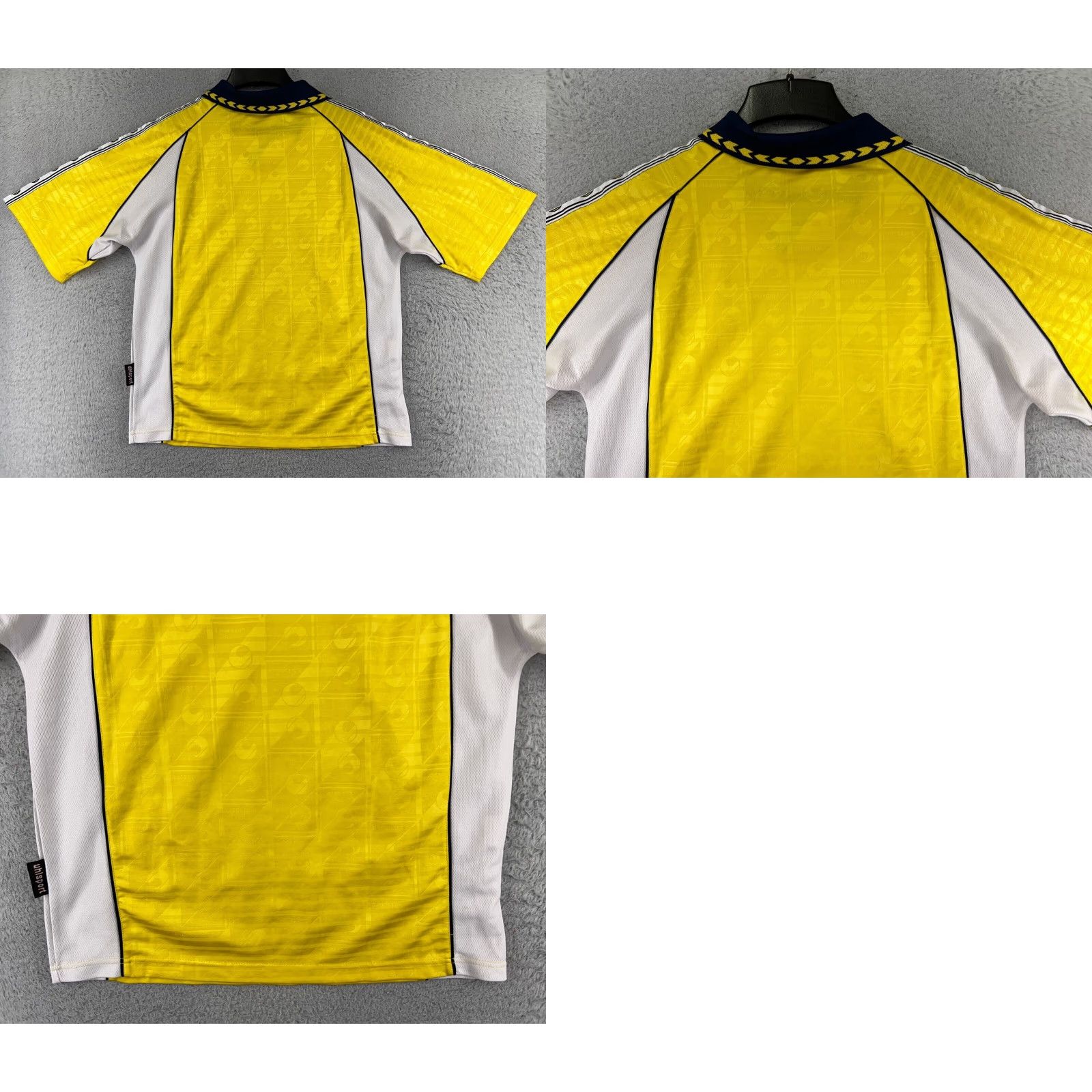 Vintage Uhlsport Jersey Mens Medium Yellow White Collar Soccer Futbol Polyester Shirt Mens M Yellow Logo Outdoor Football Soccer Size US M / EU 48-50 / 2 - 9 Thumbnail