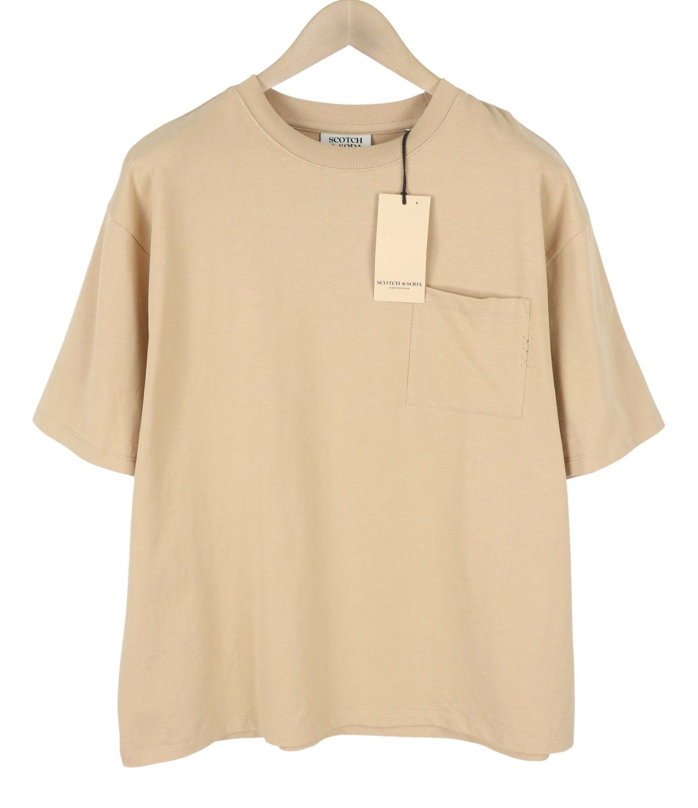 Scotch & Soda M Beige Organic Cotton Pocket T-Shirt 88584 Size US M / EU 48-50 / 2 - 1 Thumbnail