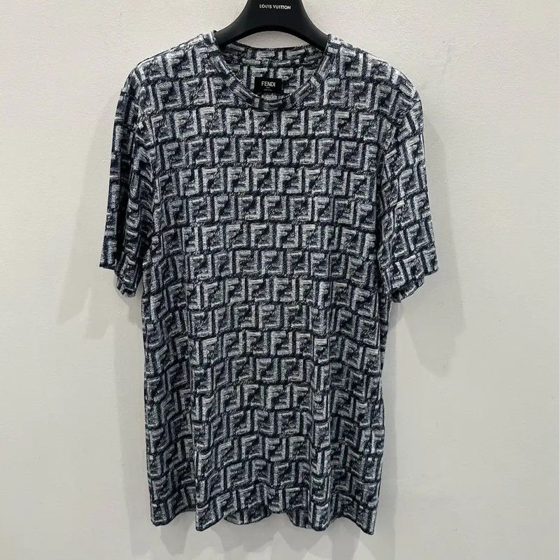Fendi Fendi Men's Light Blue Cotton T-Shirt 0089 Size US S / EU 44-46 / 1 - 1 Thumbnail
