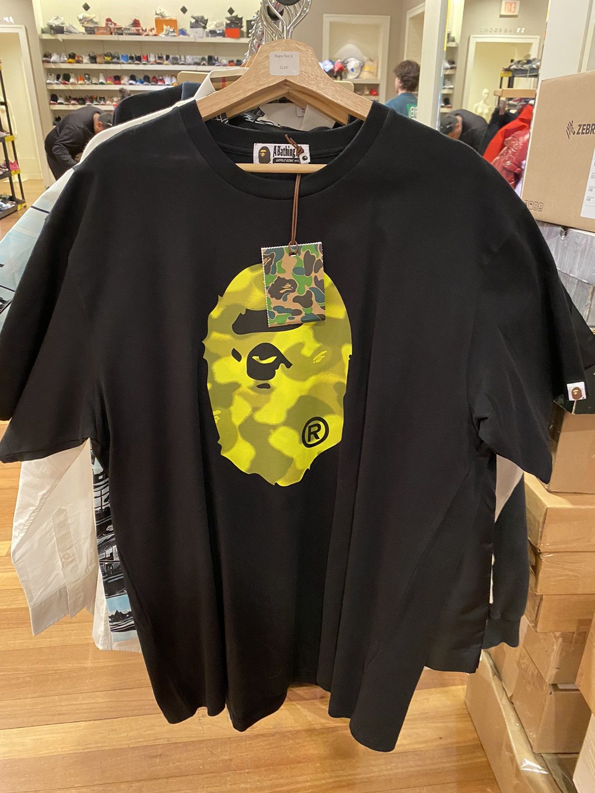 image of Bape Ape Logo T-Shirt in Black, Men's (Size 2XL)