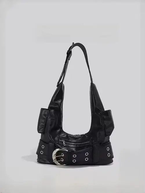 Designer Streetwear Punk Black Shoulder Crossbody Bag Y2K, Women's