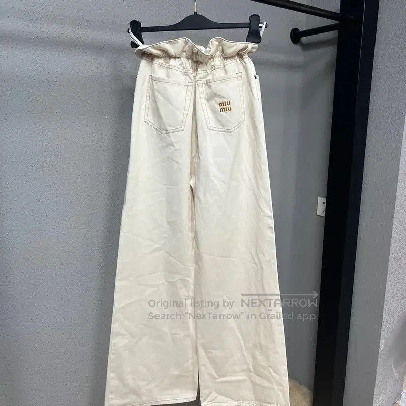 Miu Miu Miu Miu Women's Cotton Denim Pants in Ivory . Size 23" - 2 Thumbnail