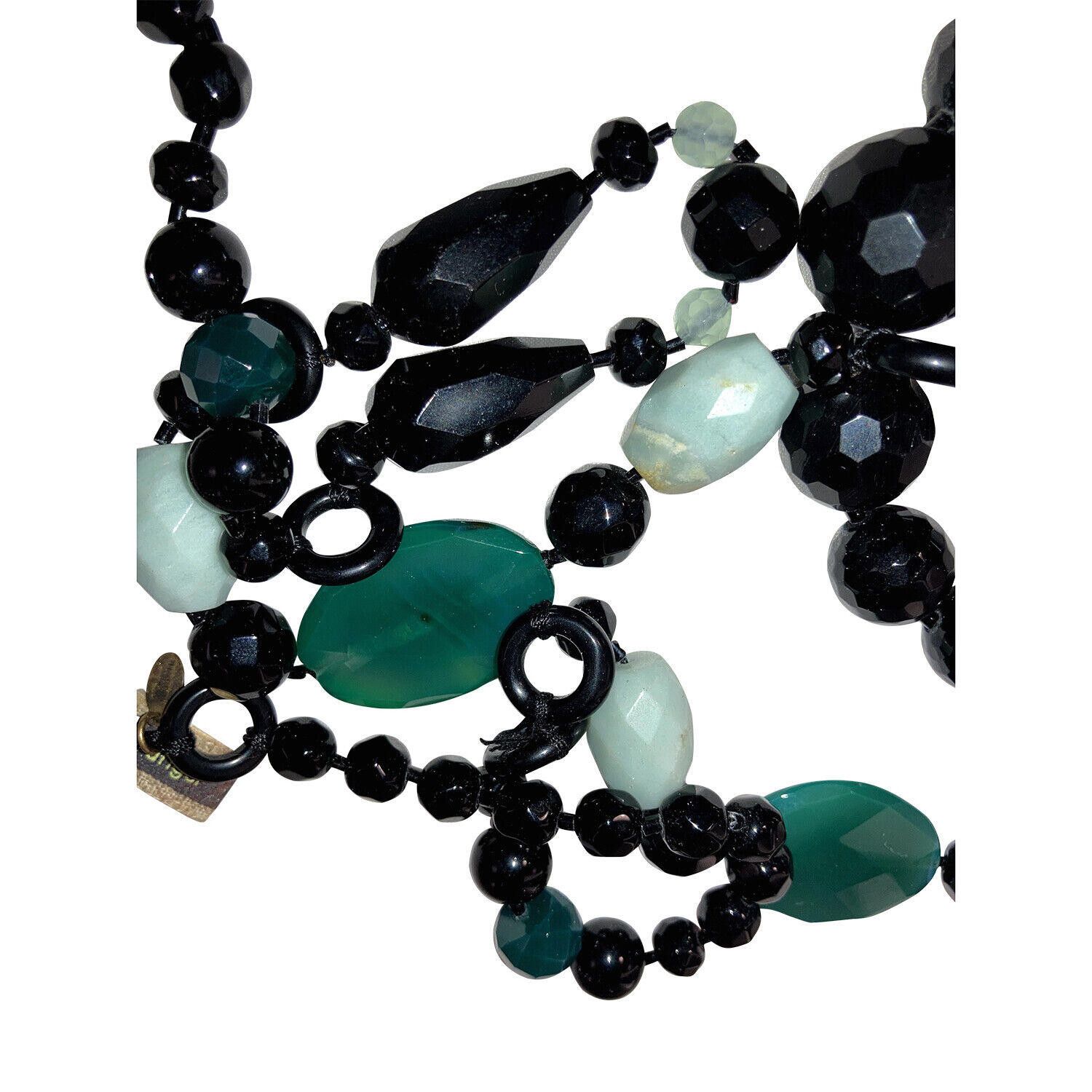 Designer Lee Angel Club Black Agate Blue and Green Onyx Bead Necklace Size ONE SIZE - 3 Thumbnail