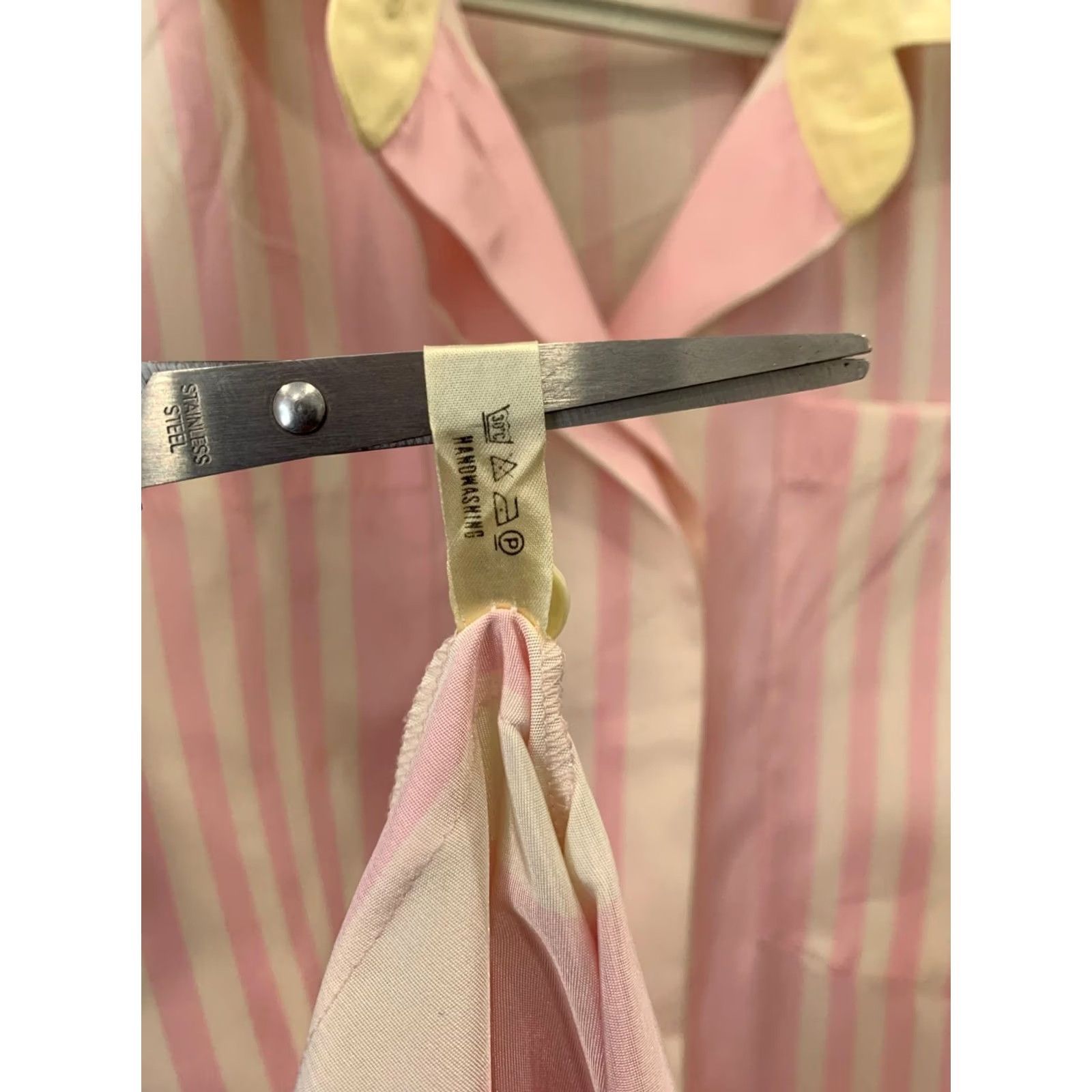 Louis Feraud VINTAGE Louis Feraud Shirt Dress Pink Cream Grey Midi US 4 Womens 1980s 1990s Striped Pattern Size S / US 4 / IT 40 - 4 Thumbnail