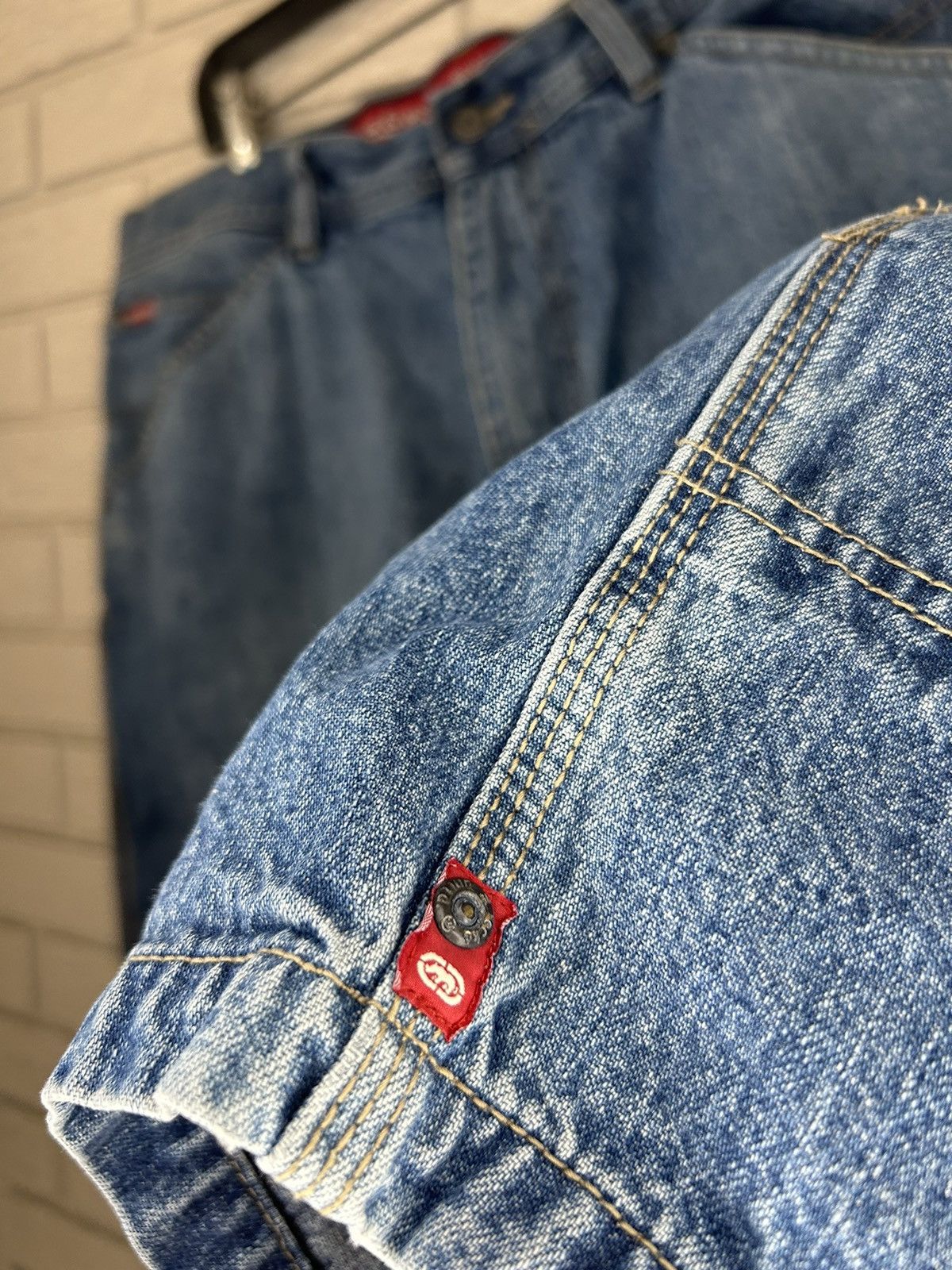 Ecko Unltd. × Vintage Vintage Ecko Carpenter Baggy Faded Denim Shorts Size US 38 / EU 54 - 6 Thumbnail