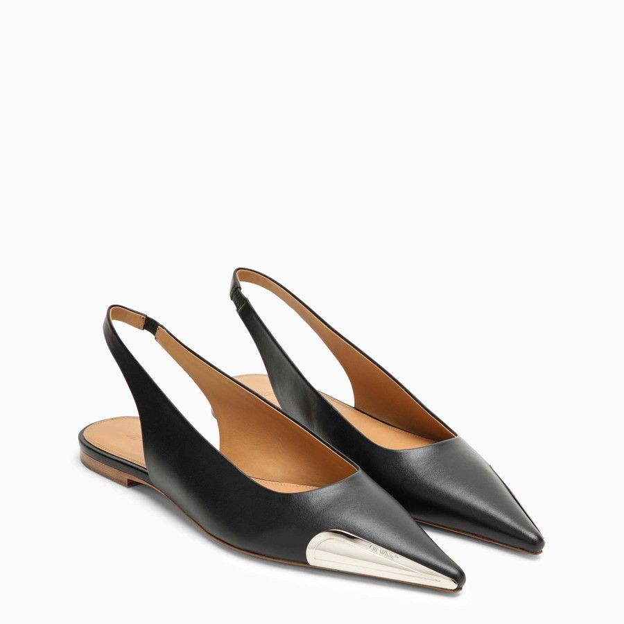 Off-White o1d2blof0924 Slingback With Metal Tip in Black Size US 6 / IT 36 - 2 Thumbnail