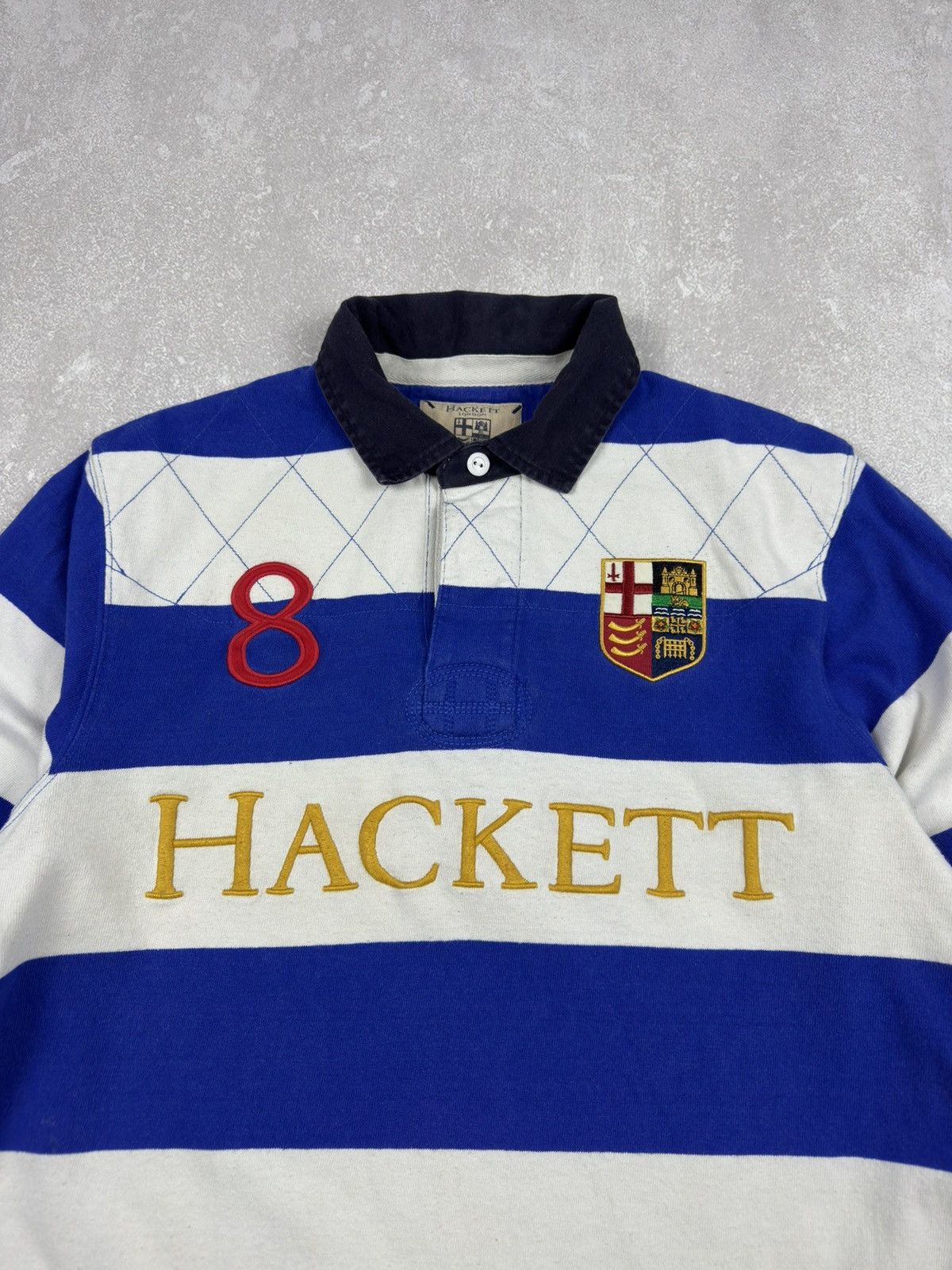 Hackett Vintage Hackett London LRC #8 Rugby Striped Polo Long Sleeve Size US S / EU 44-46 / 1 - 4 Thumbnail
