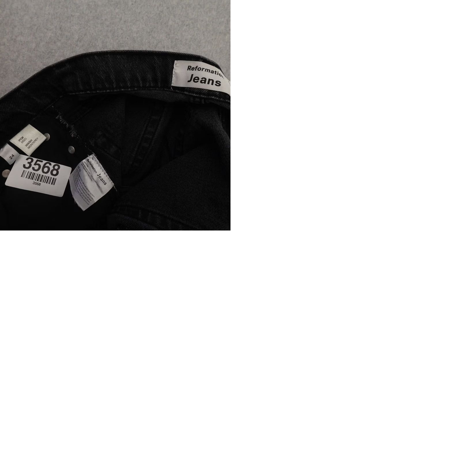 Reformation Reformation Womens Black Monterey Straight Leg Jeans 24 Zipper Fly Size 42" / US 20 - 10 Thumbnail