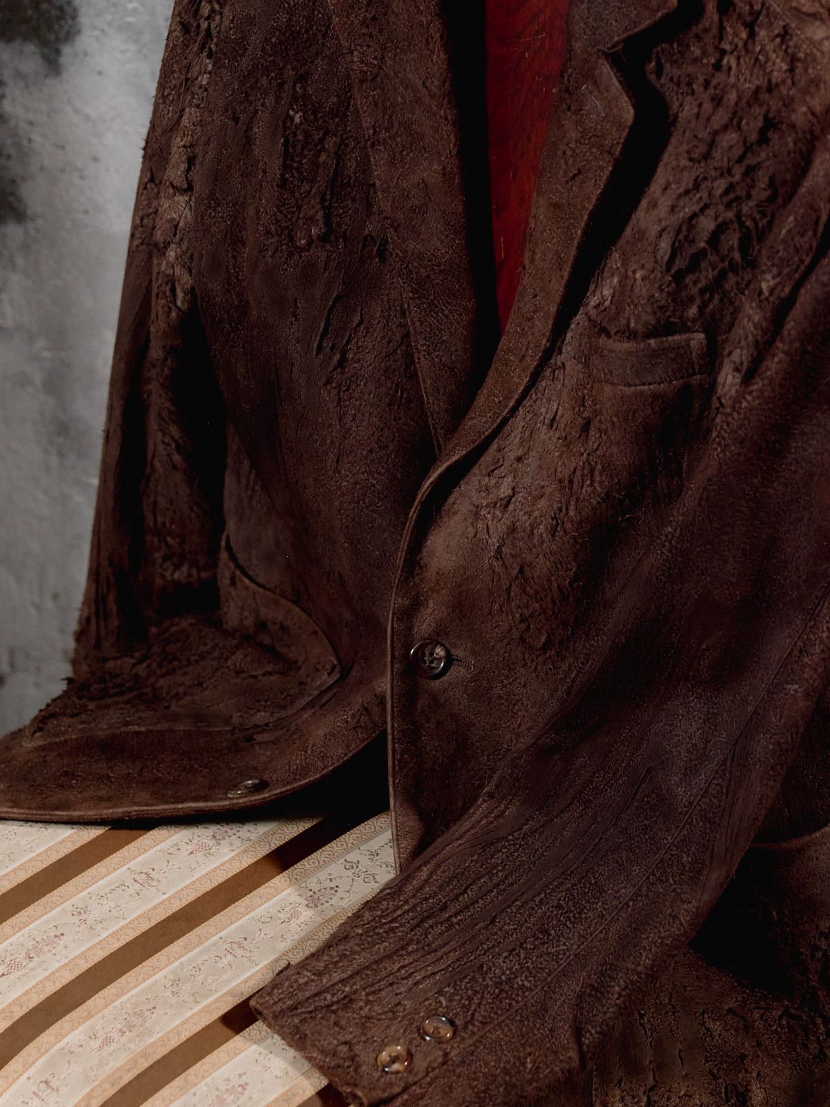 Other Connecters Distressed Suede Brown Slim Fit Suit Jacket Size US M / EU 48-50 / 2 - 2 Thumbnail