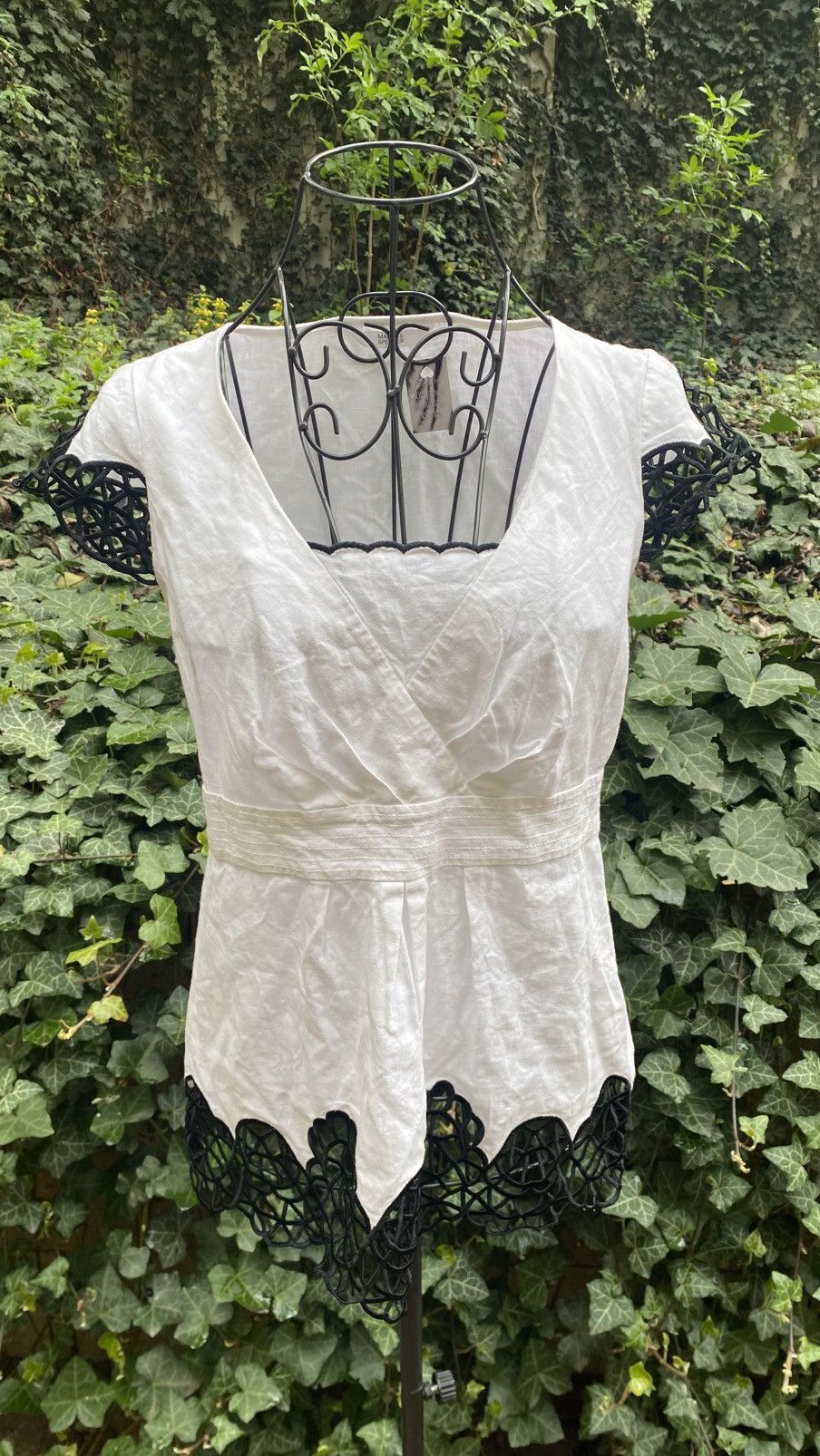 Vintage Vintage white and black peplum top Size S / US 4 / IT 40 - 3 Thumbnail