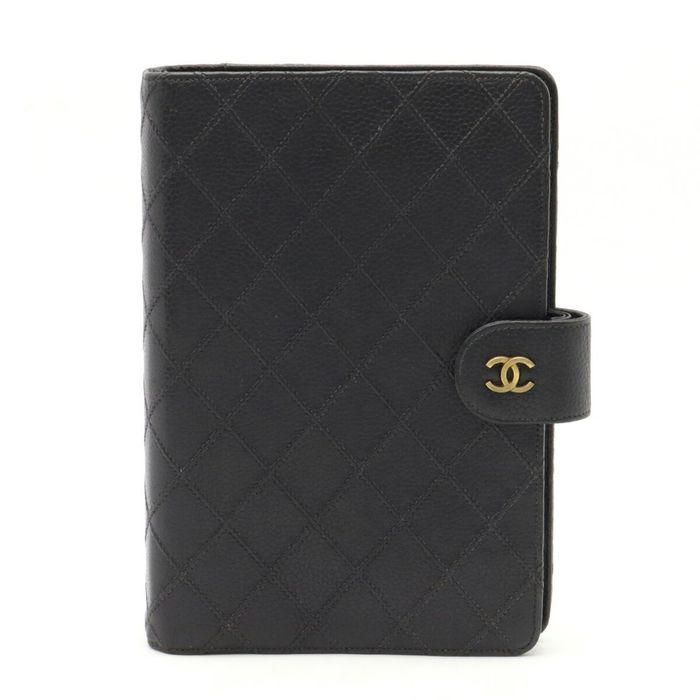Chanel CHANEL Bicolor Coco Mark Caviar Skin Notebook Cover 6 Holes