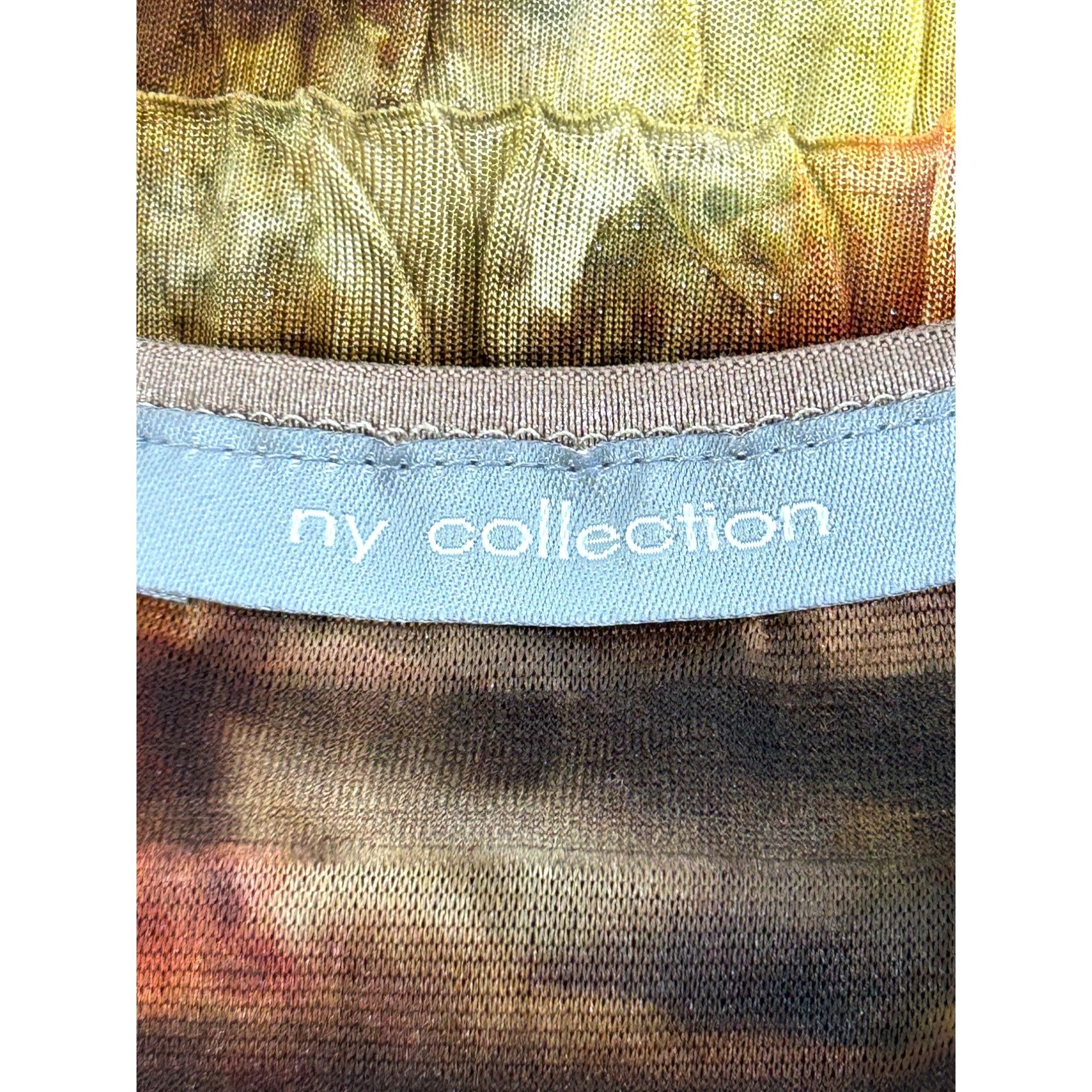 Other NY Collection Ruffled Blouse L Sleeveless Brown Yellow Pink Size L / US 10 / IT 46 - 4 Thumbnail
