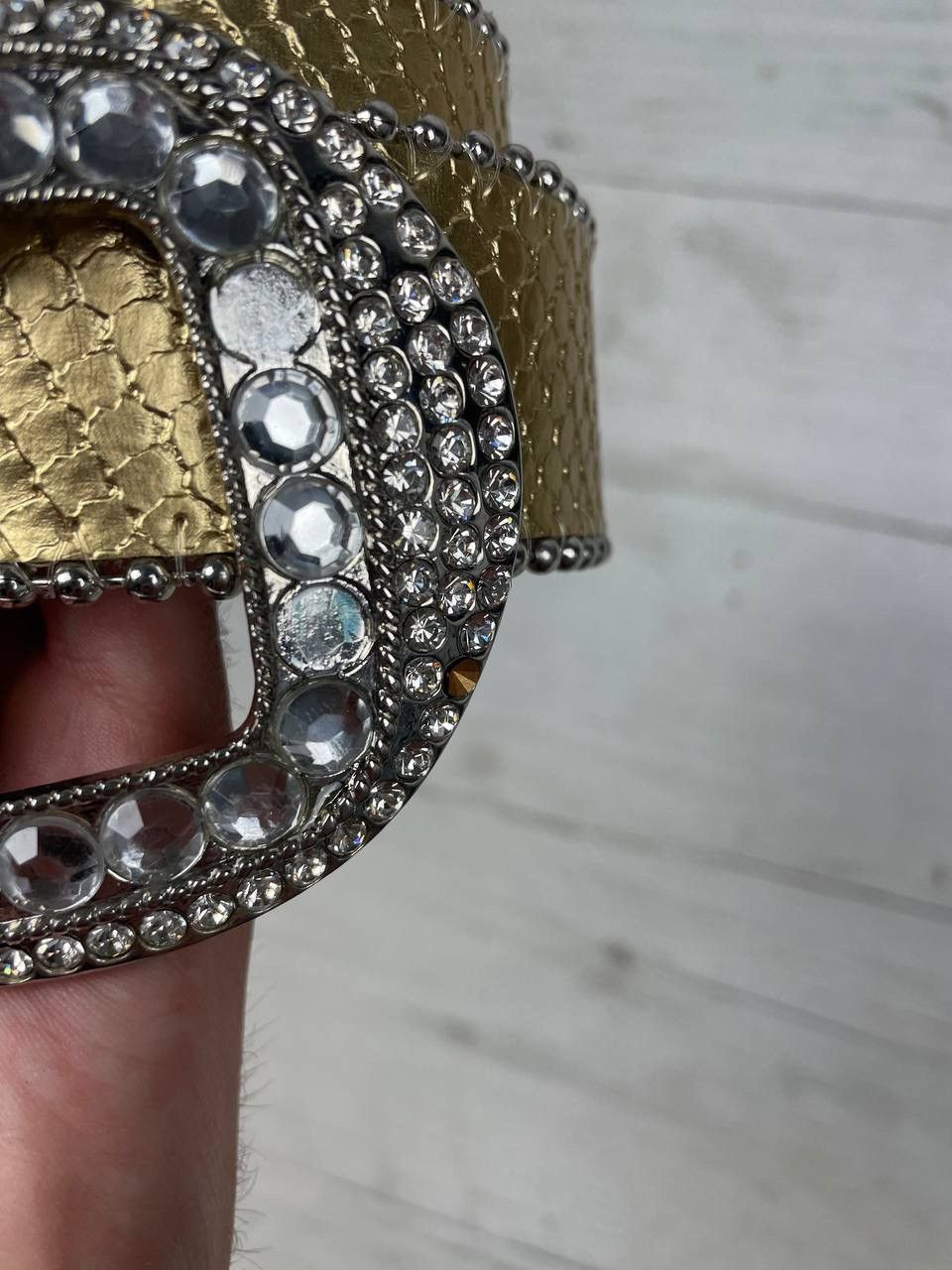 Other Vintage B B Simon Style Belt Leather Rhinestone Punk Y2K Size ONE SIZE - 6 Thumbnail