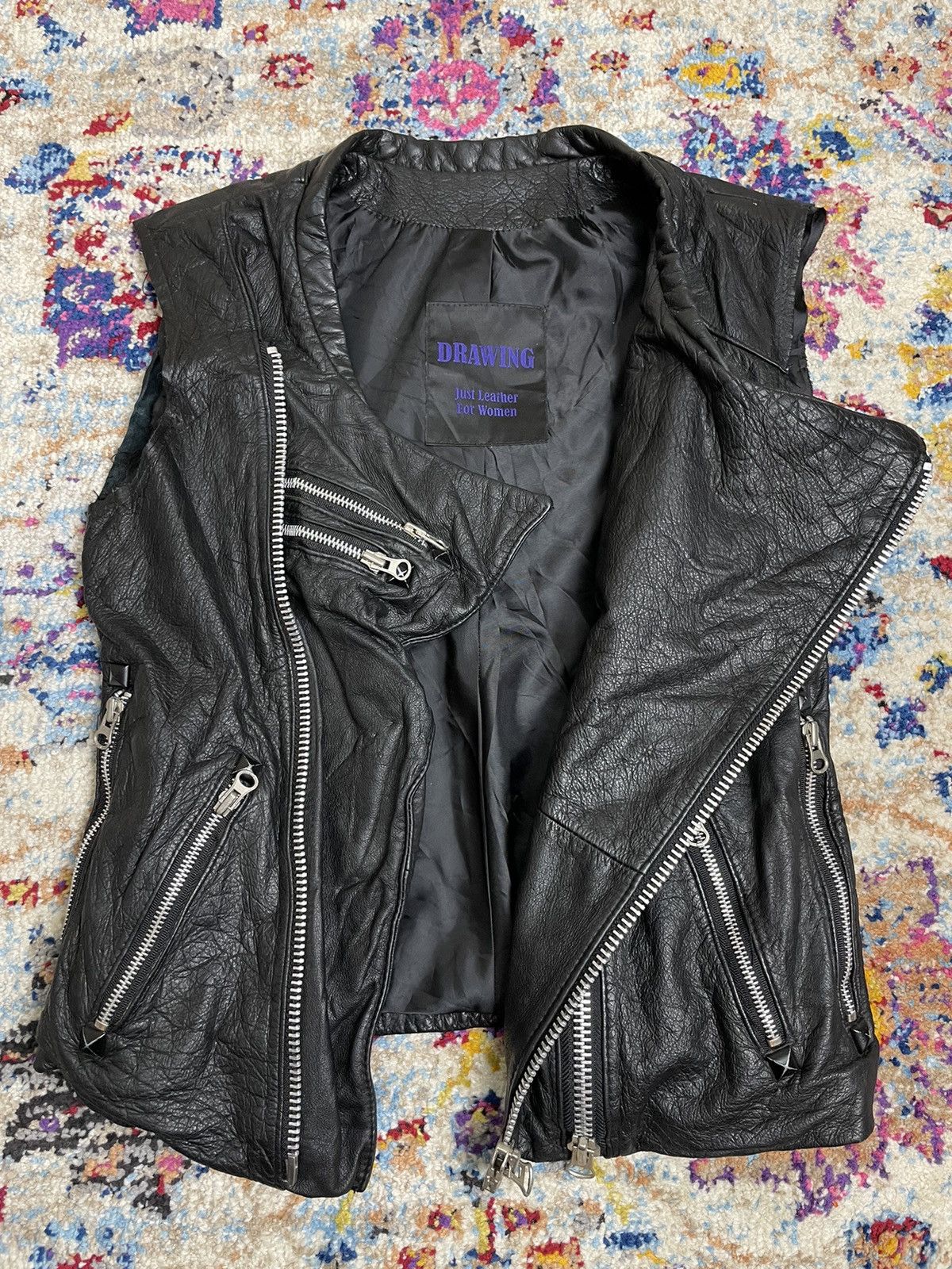 Japanese Brand × Vintage Drawing Just Leather Japanese Brand Leather Jackets Size M / US 6-8 / IT 42-44 - 2 Thumbnail