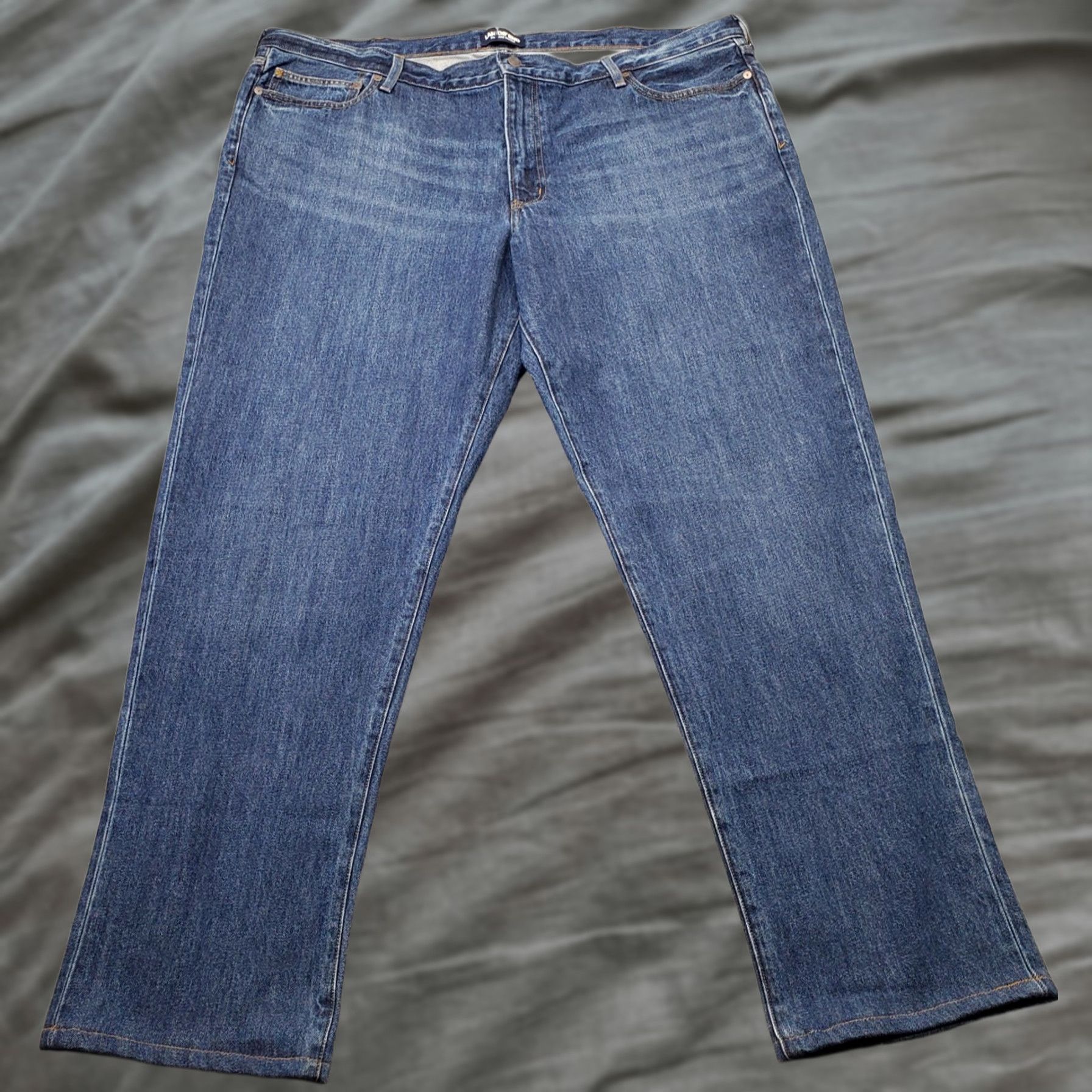 Lands' End Lands' End Jeans Mens 46 Blue Denim Straight Leg Regular High Waist 100% Cotton Pockets Belt 33.25 Inseam 43.75 Outseam Vintage No Size US 30 / EU 46 - 1 Thumbnail