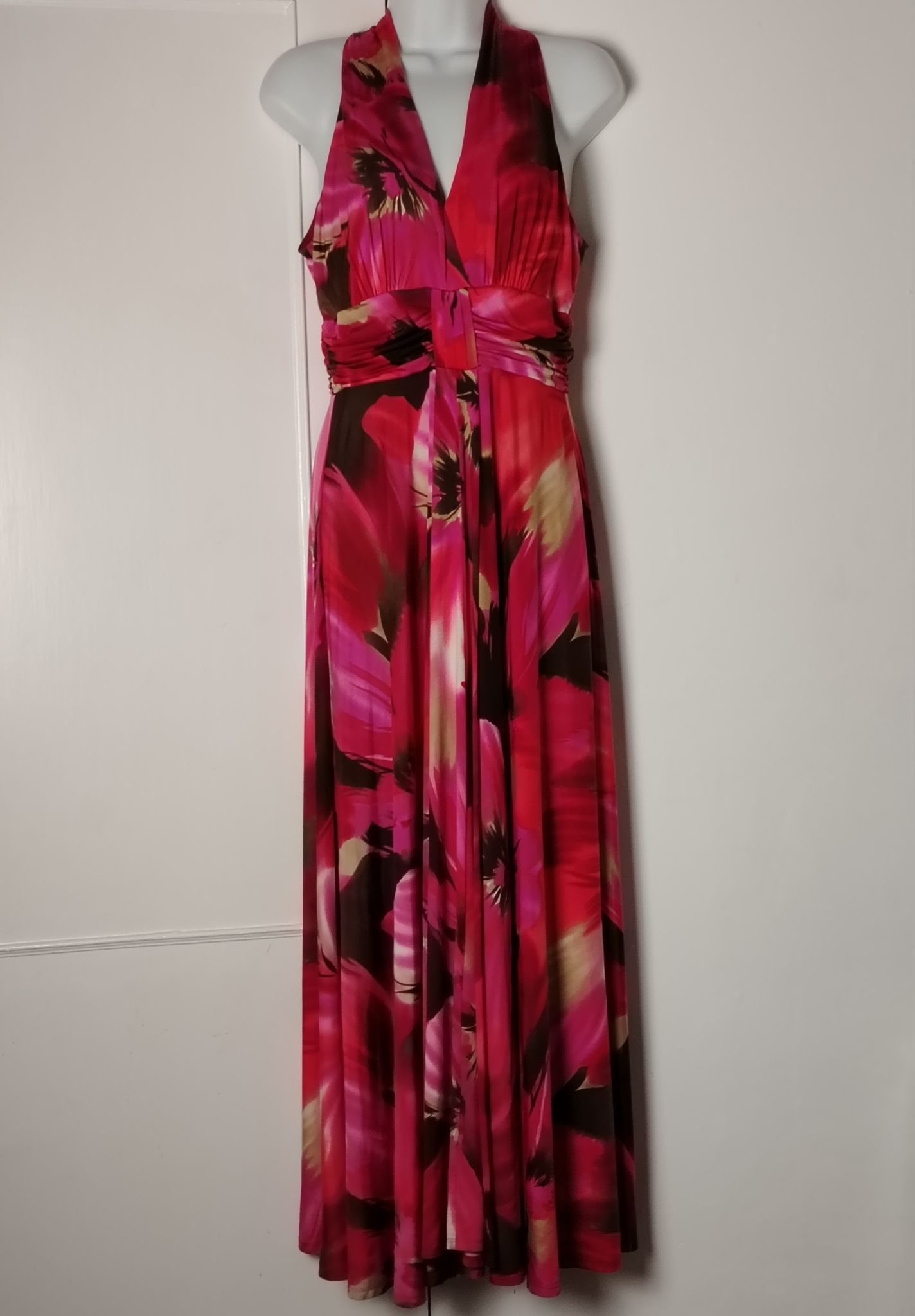 Other Pre-Loved Maxi Dress Women's 12 Pink Halter Neck Ruched Size XL / US 12-14 / IT 48-50 - 1 Thumbnail