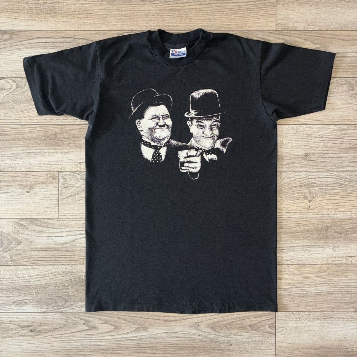 Hanes 80s Laurel and Hardy comedian tee shirt Size US M / EU 48-50 / 2 - 1 Thumbnail