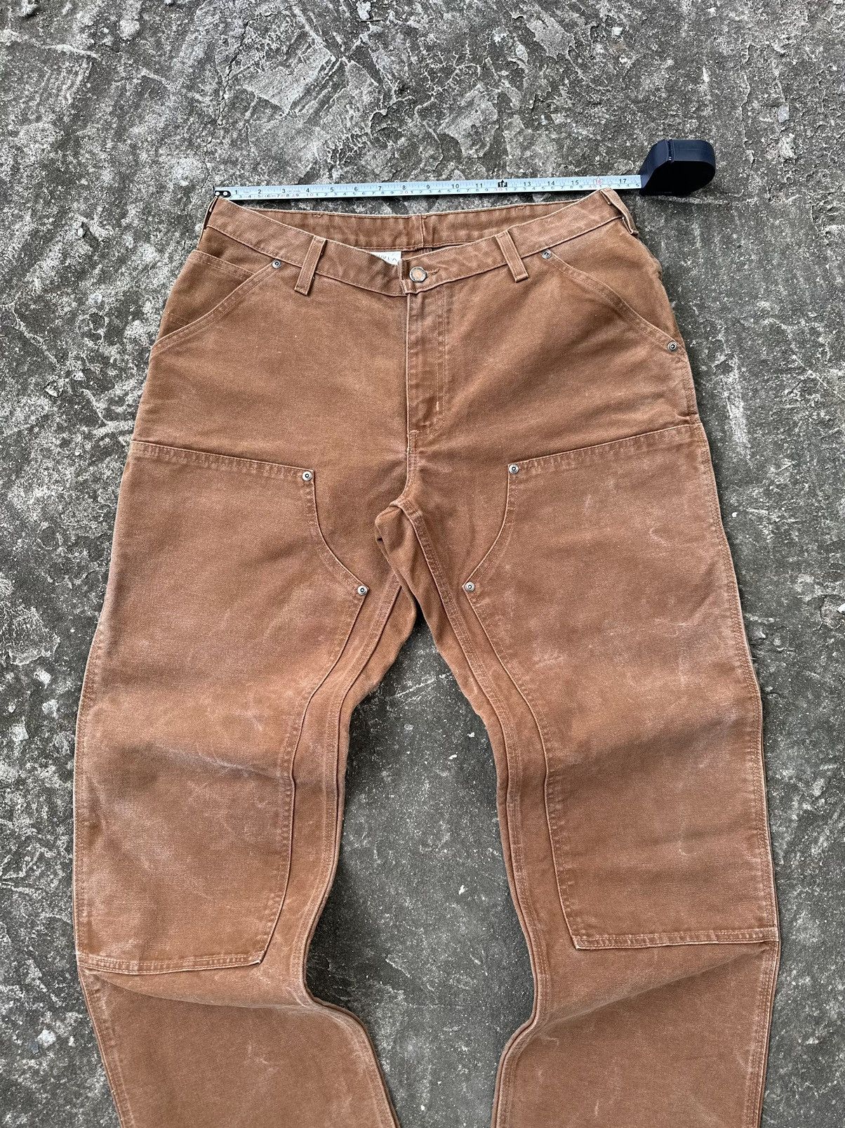Carhartt (33x31) Crazy Faded Carhartt Double Knee Brown/Tan Size US 33 - 4 Thumbnail
