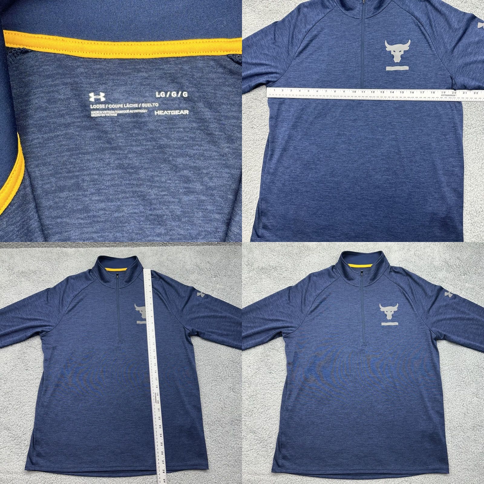 Under Armour Under Armour Project Rock Tech 1/4 Zip Pullover Shirt Mens Large Blue Long Sleeve Activewear Shirt Size US L / EU 52-54 / 3 - 8 Thumbnail