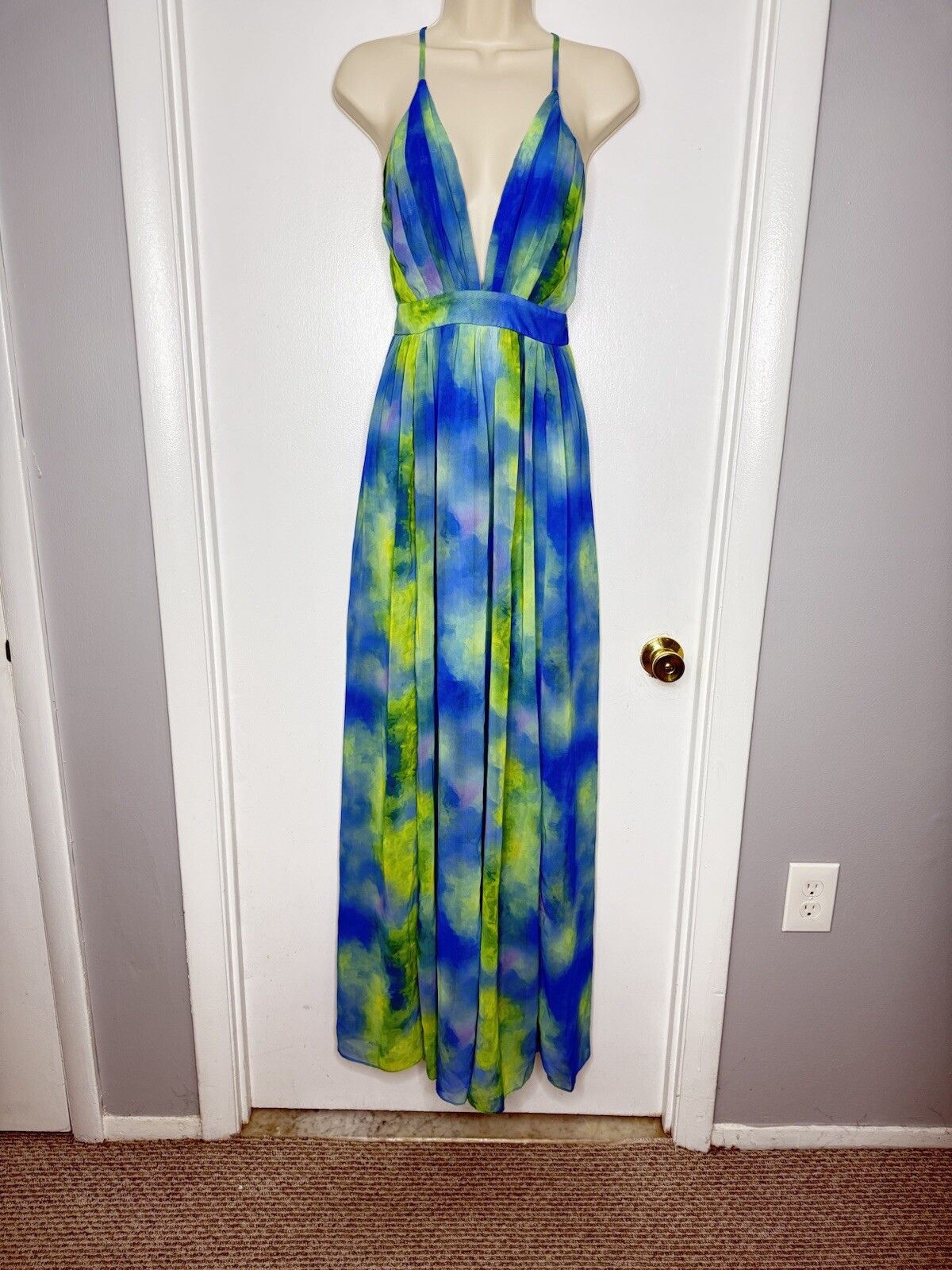 Other Luxxel Women Blue Green Tie Dye Maxi Dress M Babydoll Empire Size M / US 6-8 / IT 42-44 - 2 Thumbnail