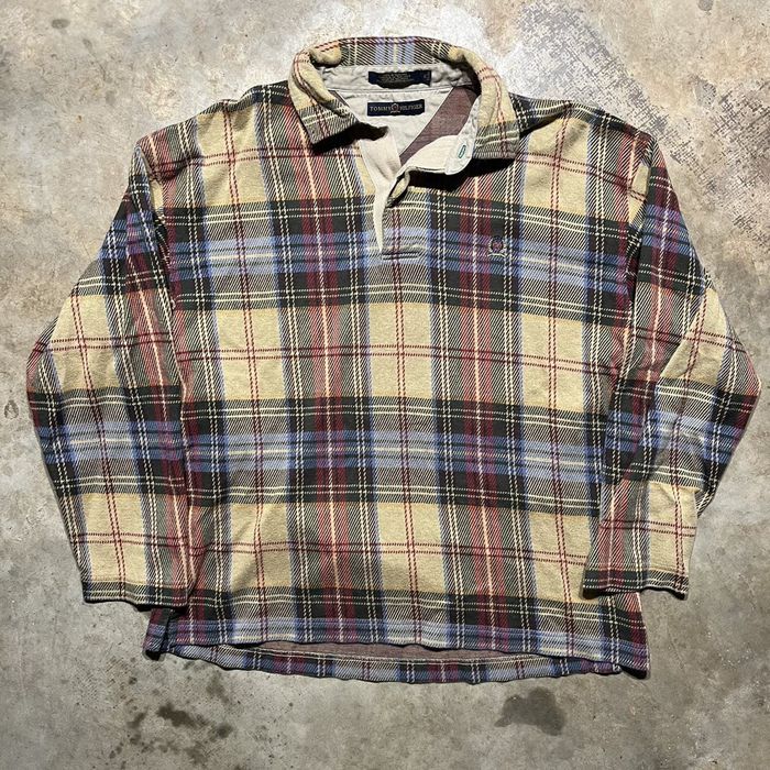 Vintage Vintage 90s Tommy Hilfiger Plaid Rugby Shirt Grailed