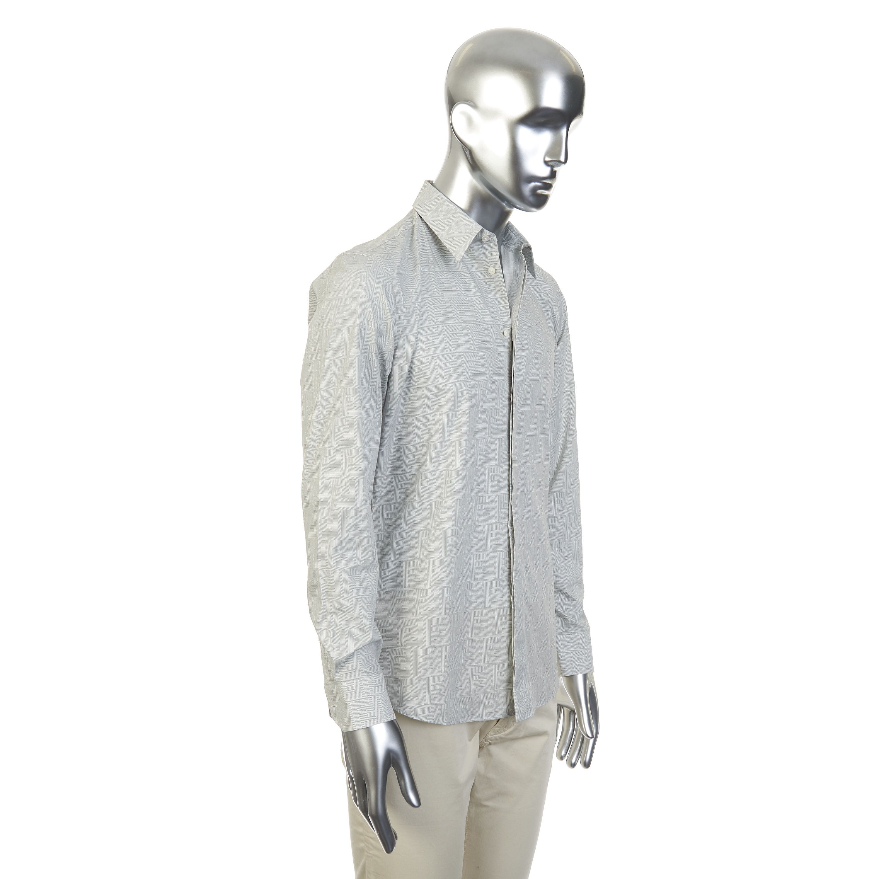 Fendi Longsleeve Shirt In Beige Cotton With Fendi Motif Print Size US M / EU 48-50 / 2 - 8 Thumbnail