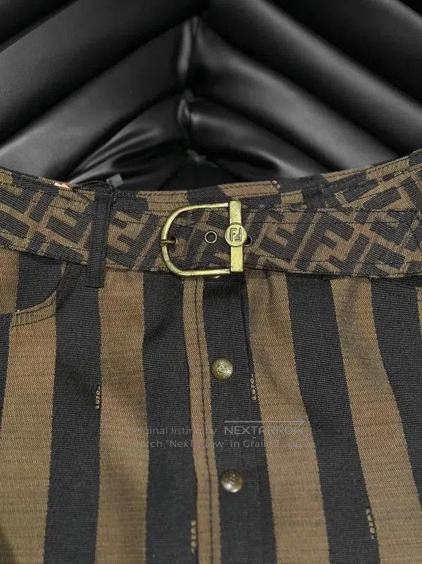 Fendi Fendi Brown Striped Cotton Skirt M Size . Size 24" / US 00 / IT 34 - 2 Thumbnail