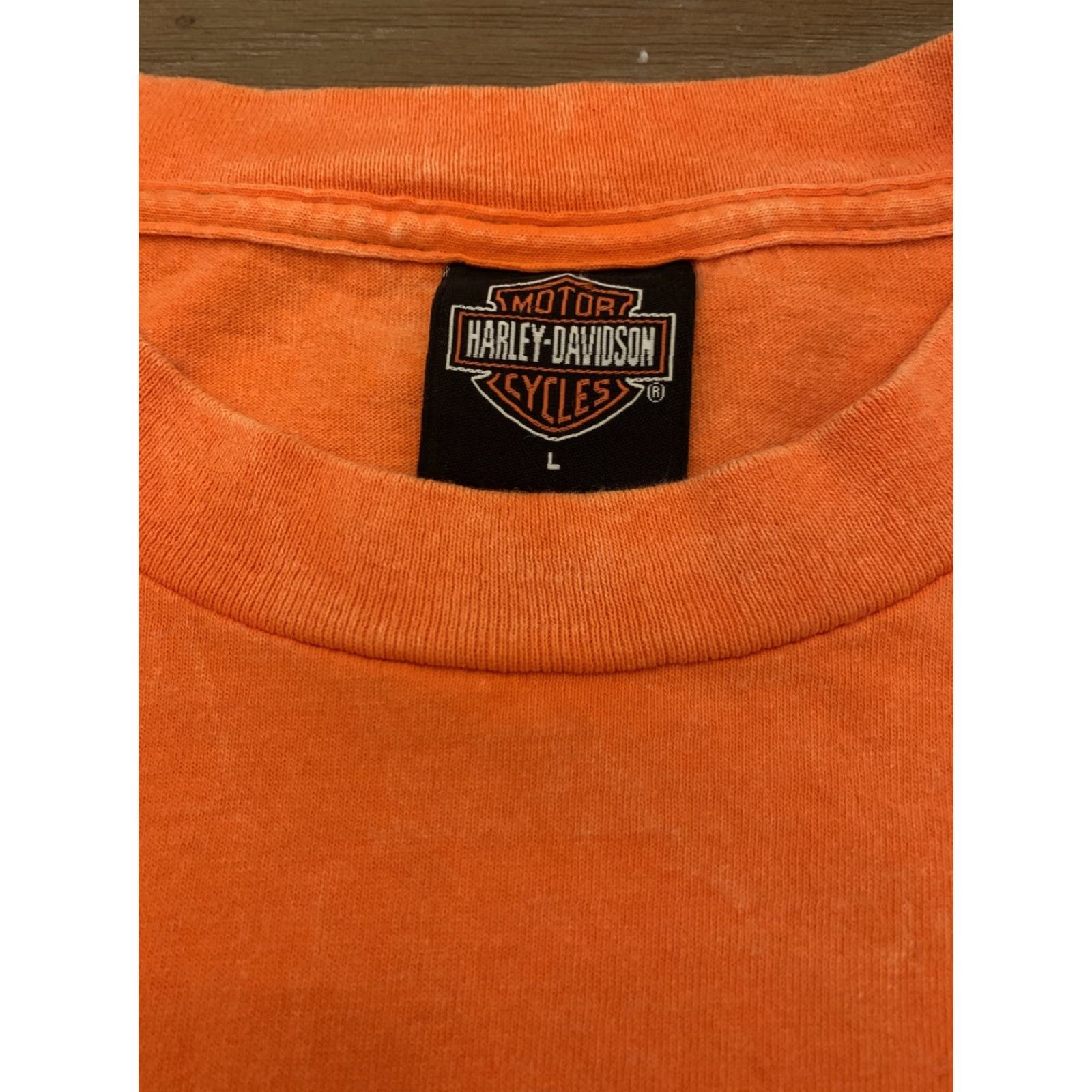 Harley Davidson VINTAGE Harley-Davidson Shirt Durango CO USA Stone Wash Orange Large T-Shirt Men Size L Size US L / EU 52-54 / 3 - 3 Thumbnail