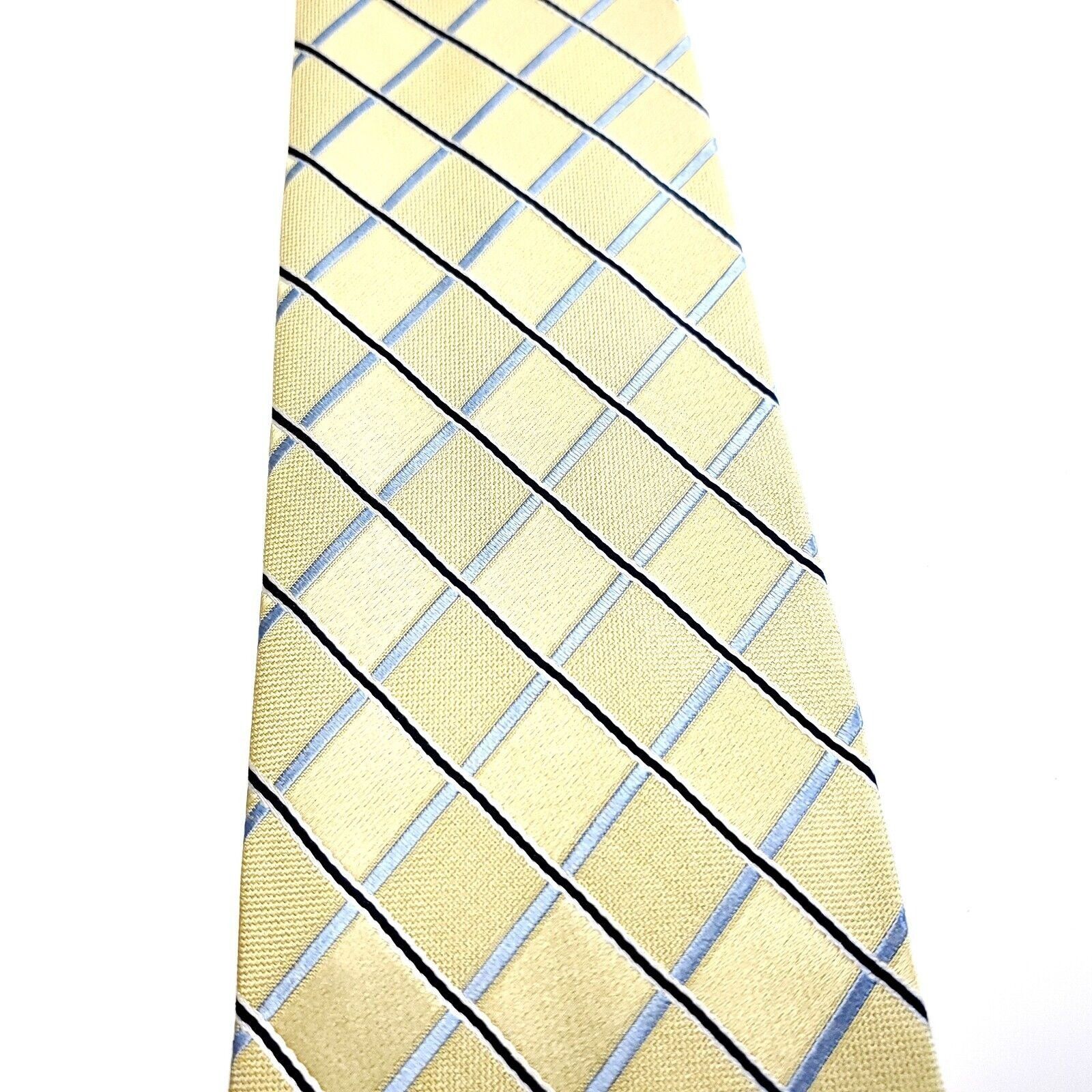 Izod IZOD Yellow Silk Tie Woven Check Size ONE SIZE - 2 Thumbnail