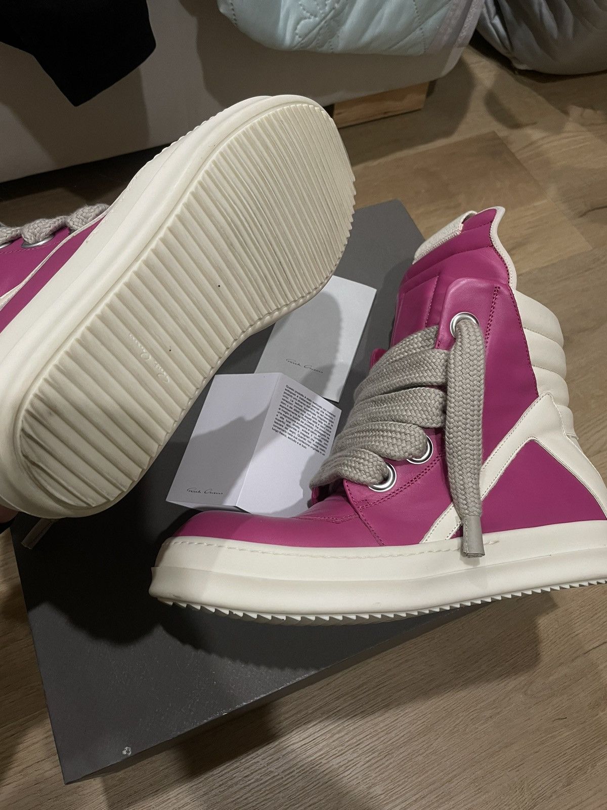 Rick Owens Rick Owens Geobasket Jumbo Laces Hot Pink Sneakers New 