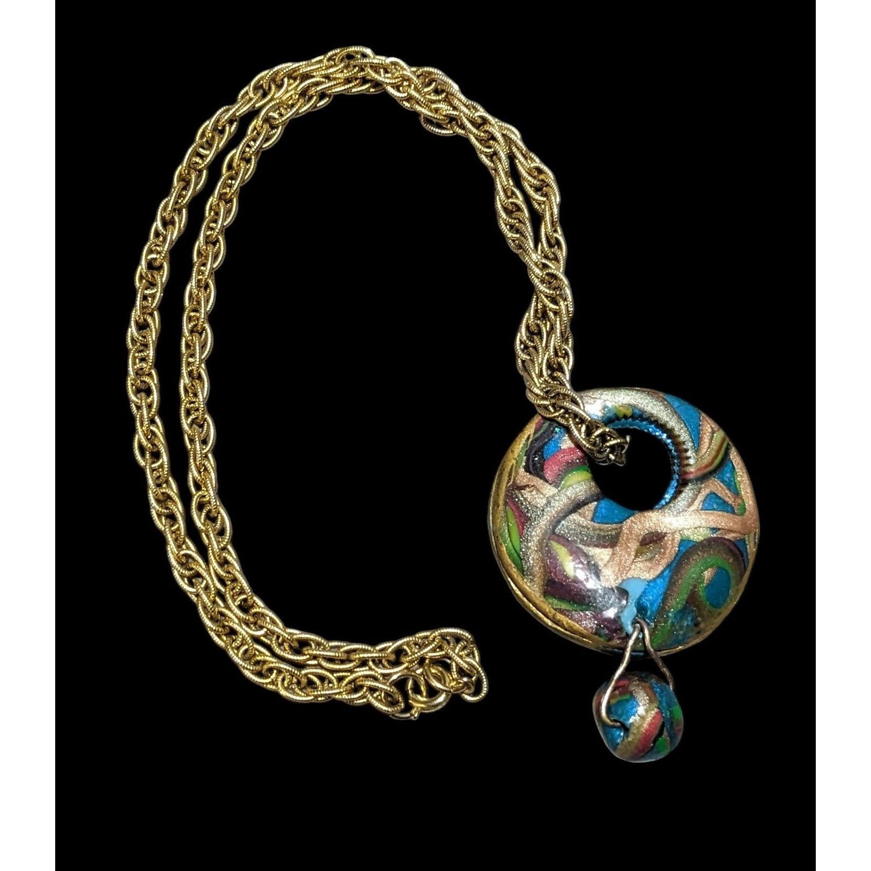 Other Handmade Abstract Rainbow Squiggle Pendant Necklace Size ONE SIZE - 1 Thumbnail