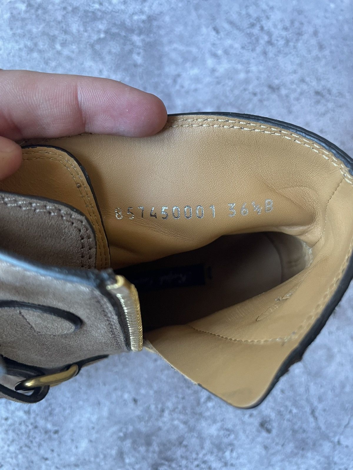 Ralph Lauren Purple Label Ralph Lauren Purple Label Evarista Suede Lace-Up Boots Taupe Size US 6.5 / IT 36.5 - 7 Thumbnail