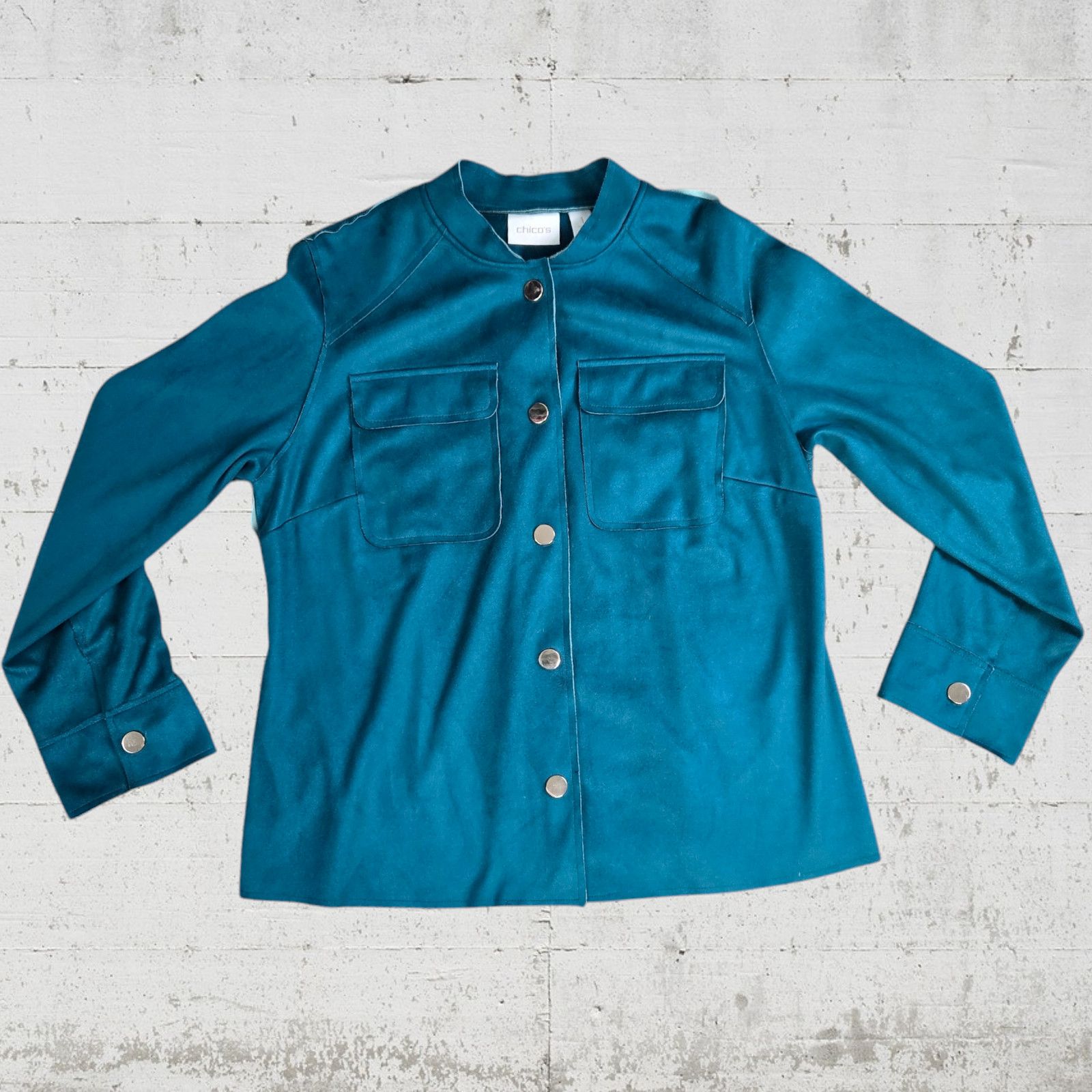 Chicos Chicos Teal Faux Suede Jacket Size Medium Size M / US 6-8 / IT 42-44 - 2 Thumbnail