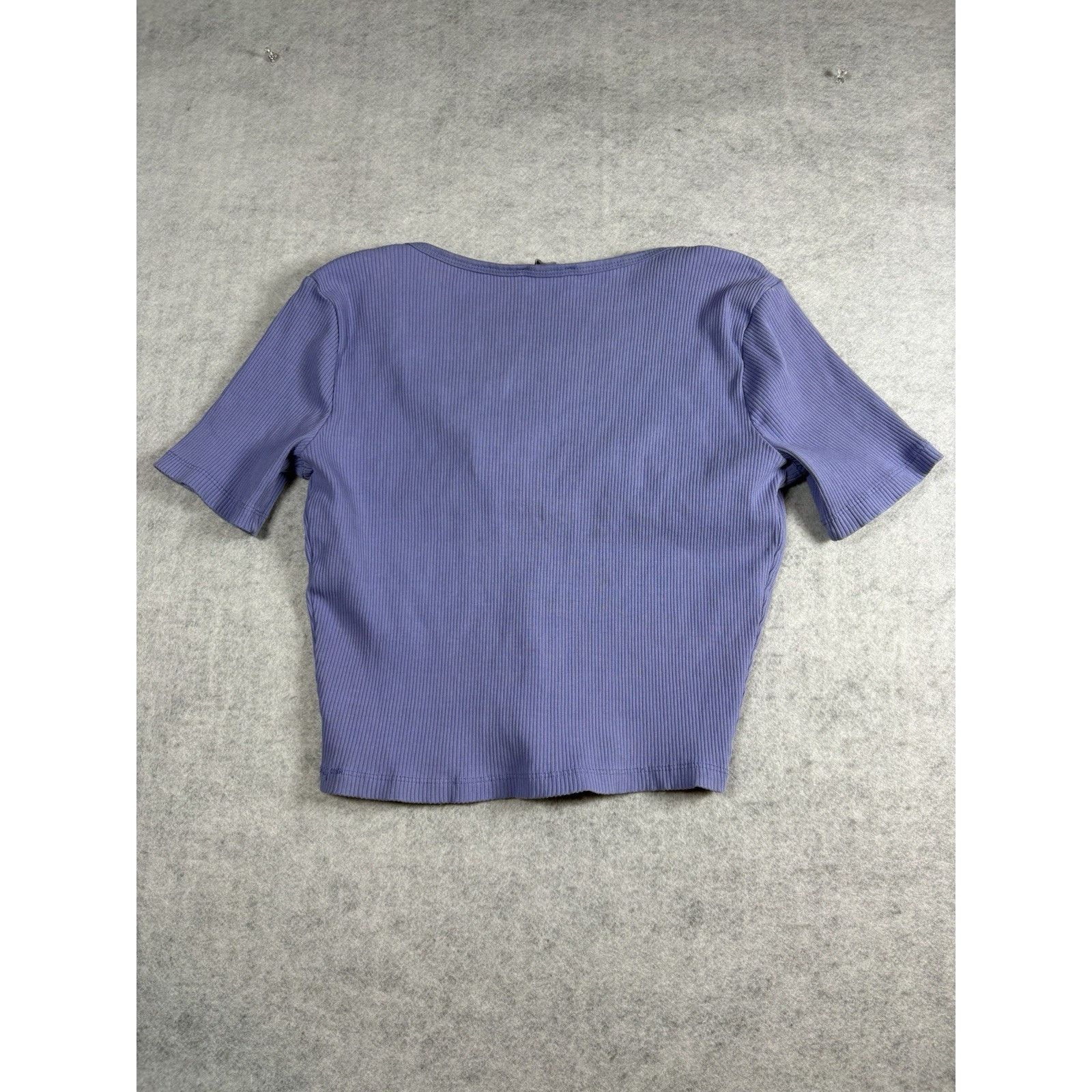 Zara Zara Purple Ribbed Crop Top Fitted Stretchy Tee Size Medium Size M / US 6-8 / IT 42-44 - 3 Thumbnail