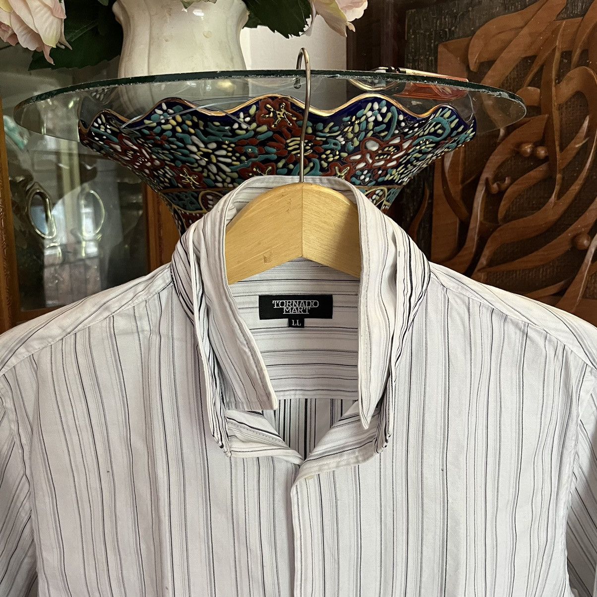 Tornado Mart Tornado Mart Reverse Double Collar Striped Shirt Size US L / EU 52-54 / 3 - 10 Thumbnail