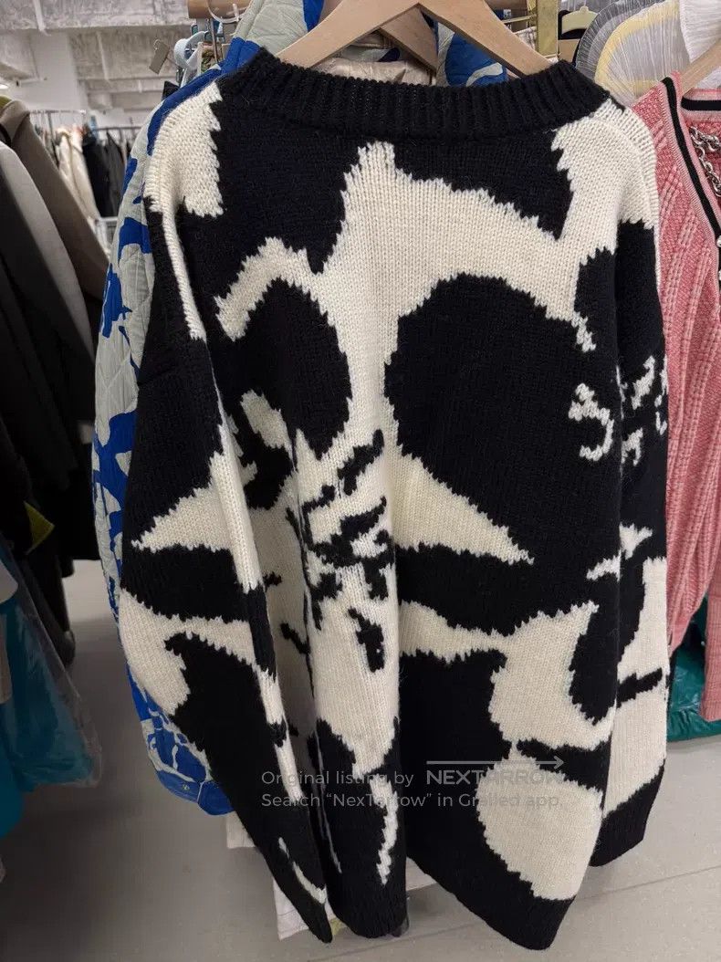 Dries Van Noten Dries Van Noten Black & White Color-Block Wool Knit Sweate Size S / US 4 / IT 40 - 8 Thumbnail