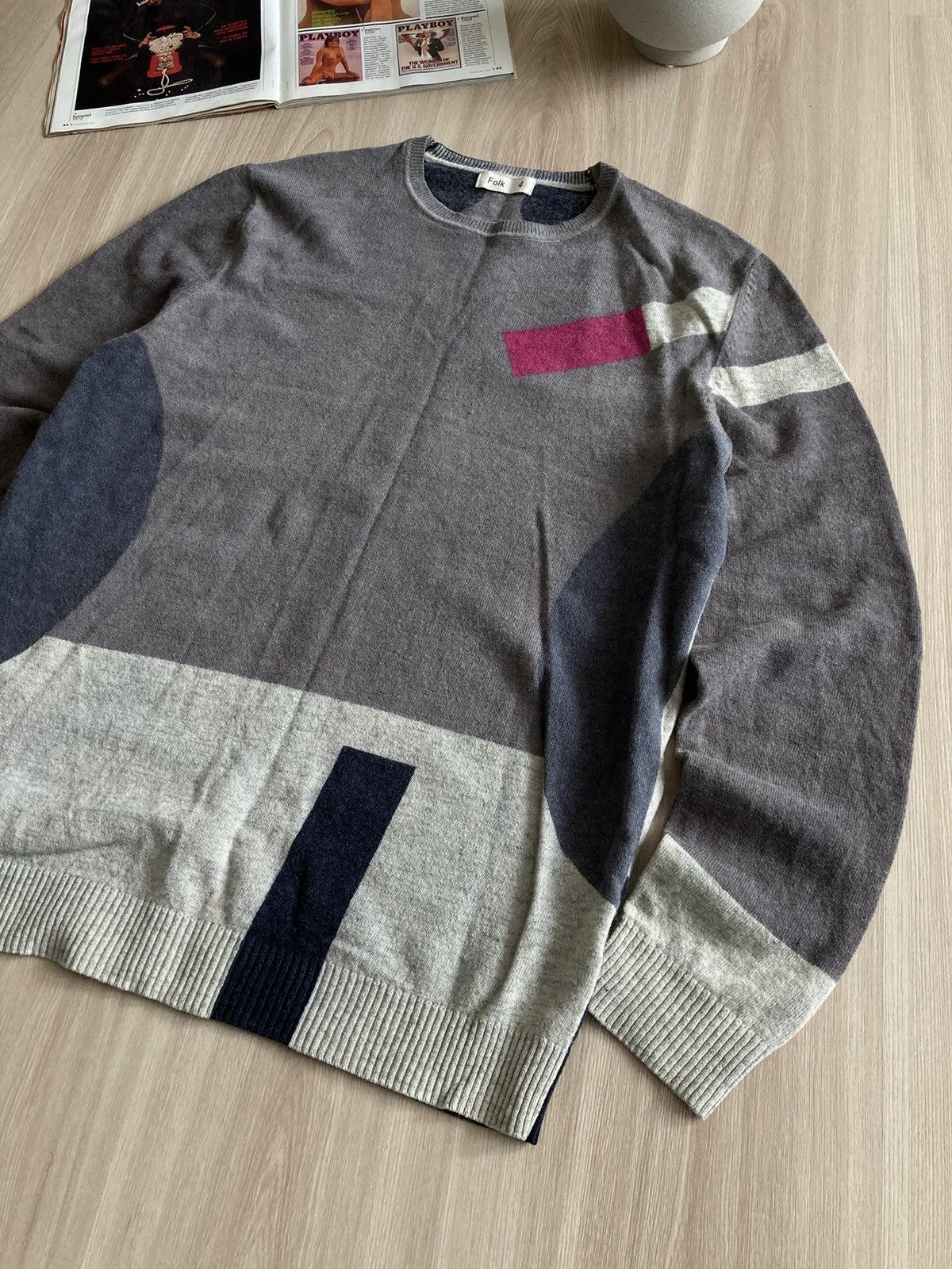 Folk Vintage Folk 100% Wool Knit Sweater 00s Size US L / EU 52-54 / 3 - 3 Thumbnail