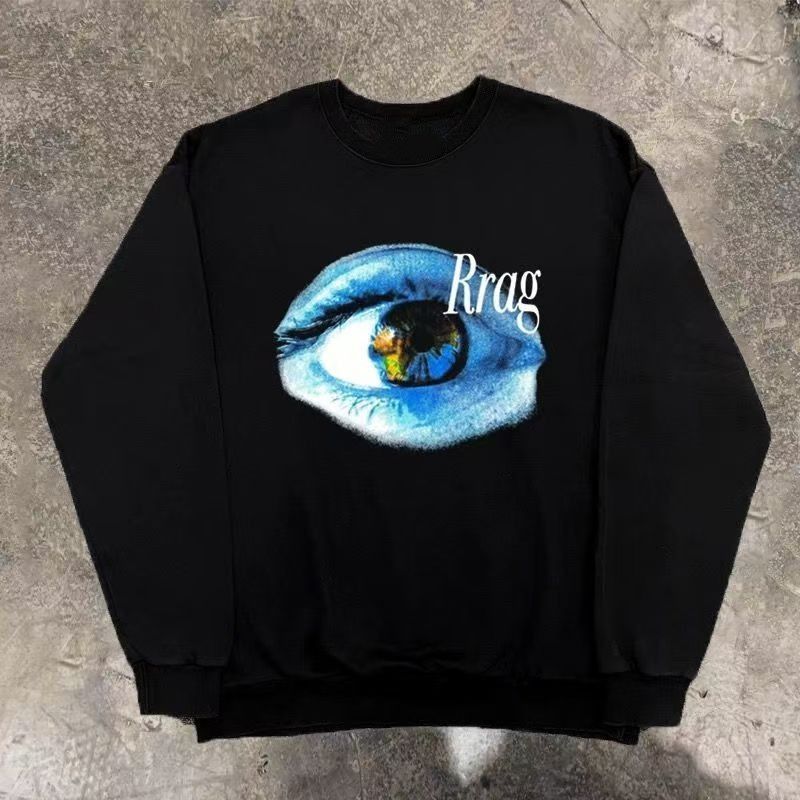 Japanese Brand Black washed retro eye print sweatshirt Size US M / EU 48-50 / 2 - 1 Thumbnail