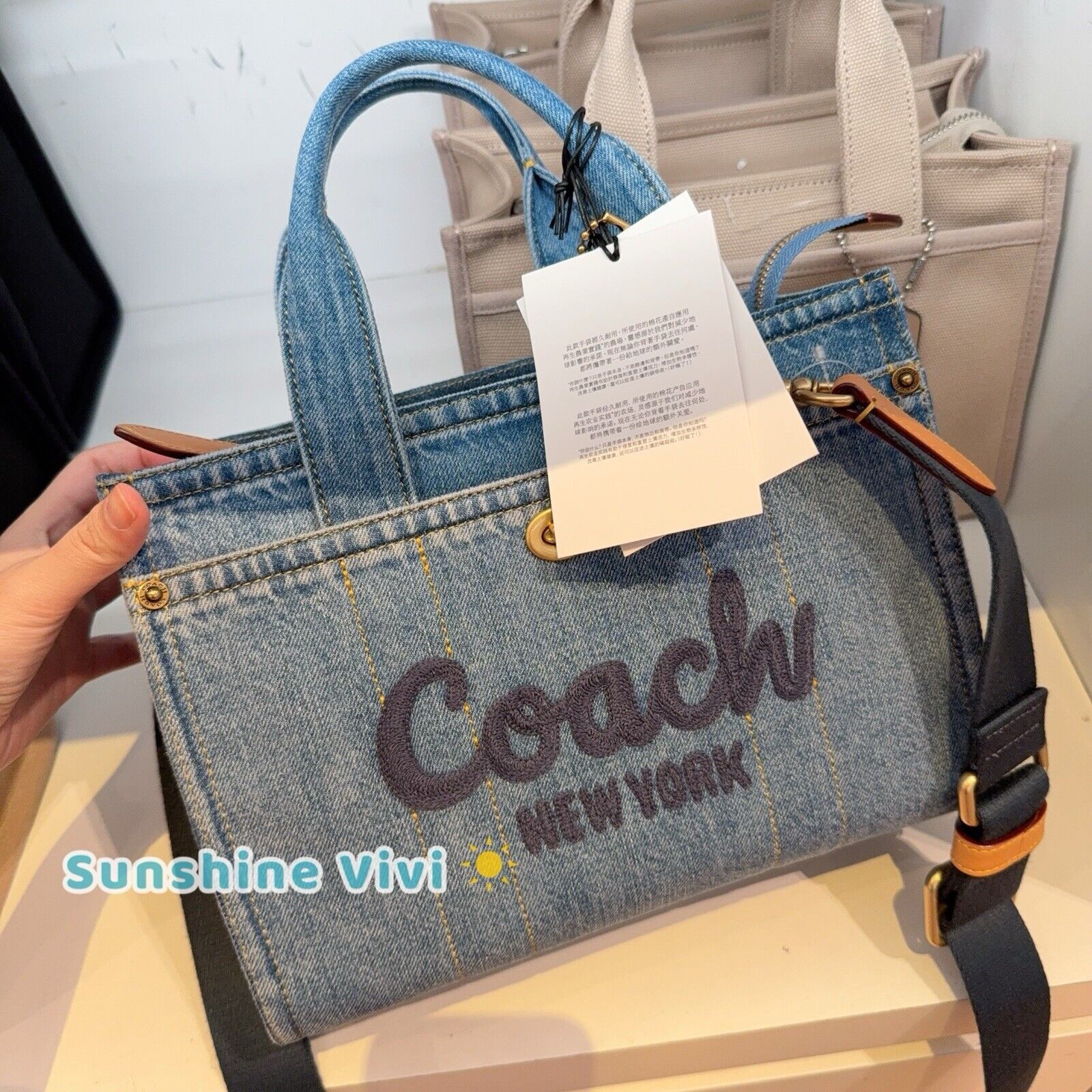 Coach NWT COACH Cargo Tote Denim Indigo Bag 26 CR659 Size ONE SIZE - 1 Thumbnail