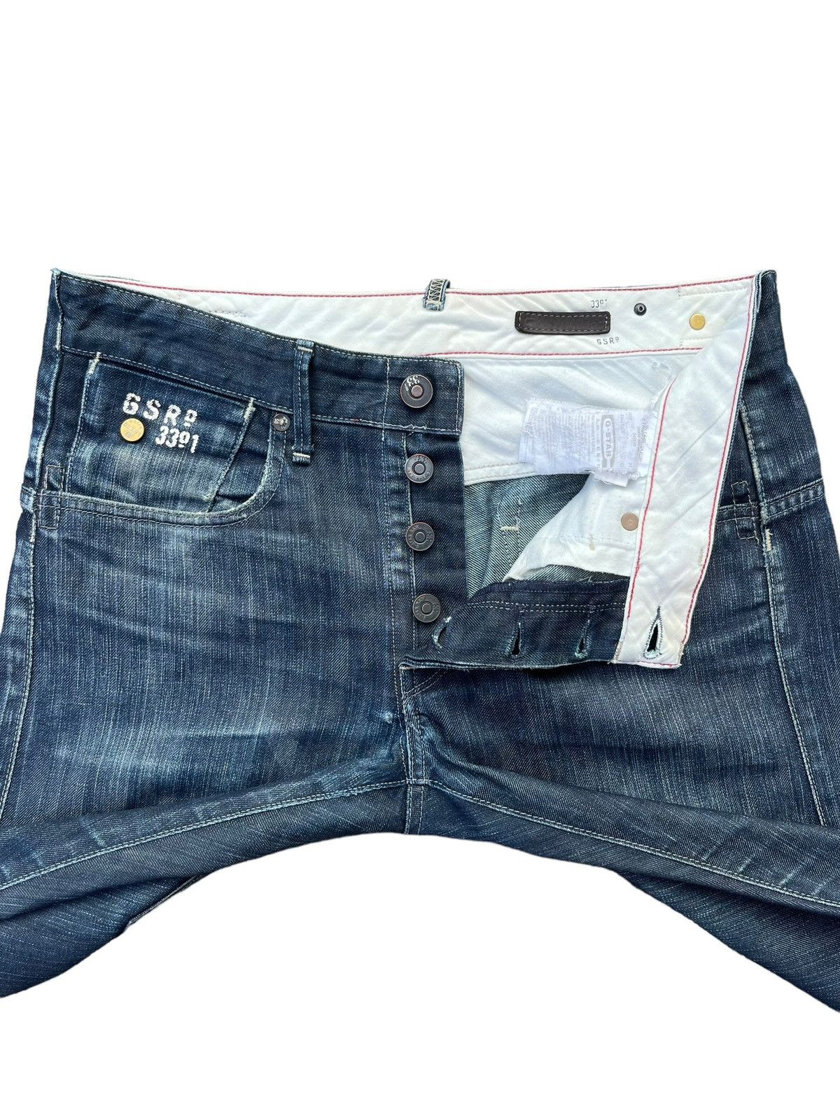 G-Star × Hypebeast Vintage G Star Raw 3301 Blade Navy Washed Buttonfly Jeans Size US 32 / EU 48 - 9 Thumbnail