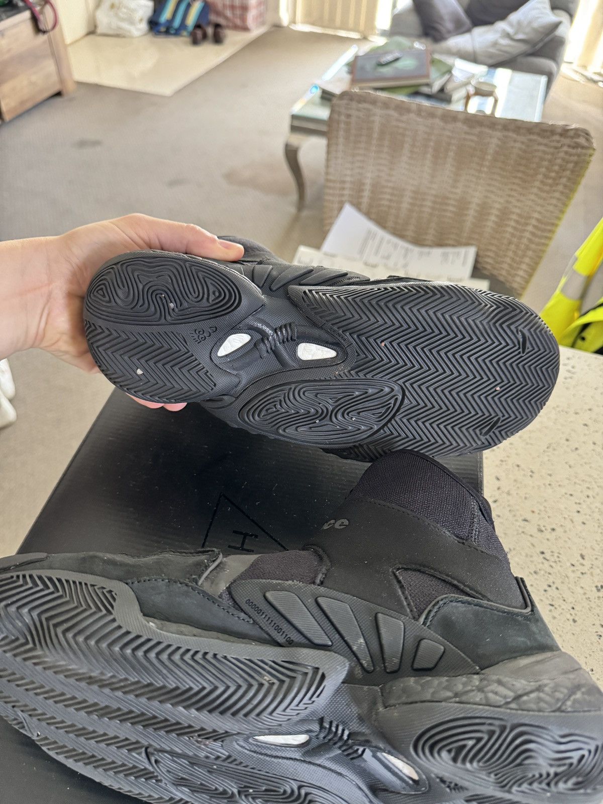 Adidas × Pharrell BYW 0 To 60 'Triple Black High Top Sneaker Boots GX2486 Size US 9.5 / EU 42-43 - 9 Thumbnail