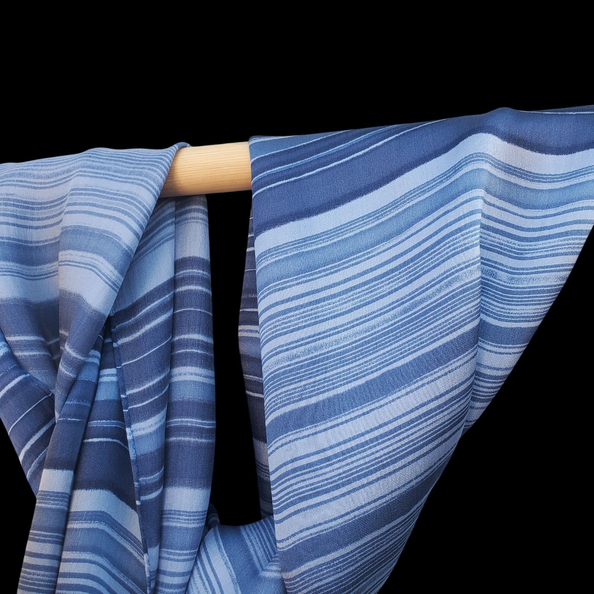 Perry Ellis Vintage Perry Ellis Scarf Blue Gray Striped Silk Rectangle 5 Size ONE SIZE - 6 Thumbnail